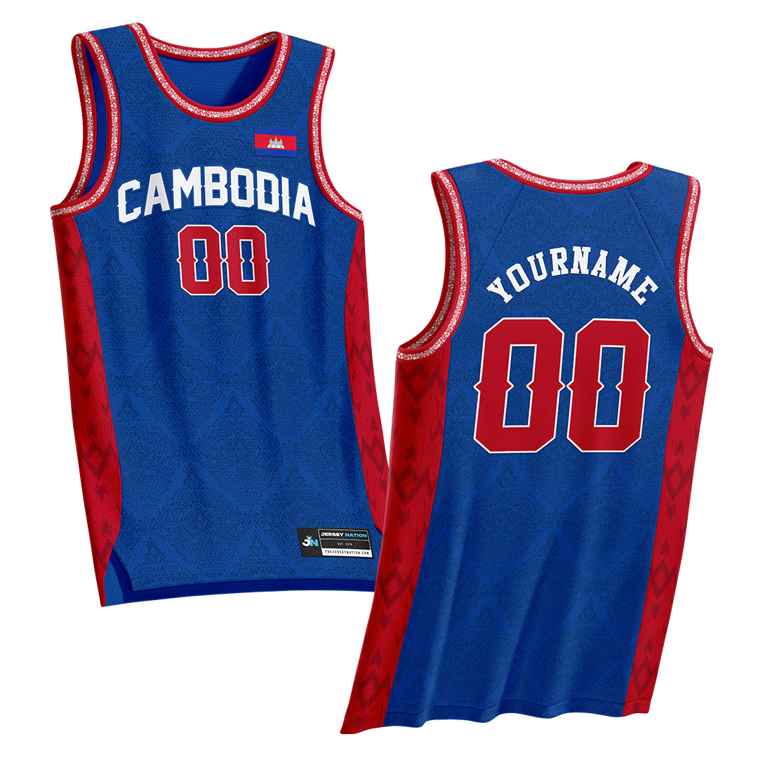 Cambodia Blue Heritage Custom Basketball Jersey
