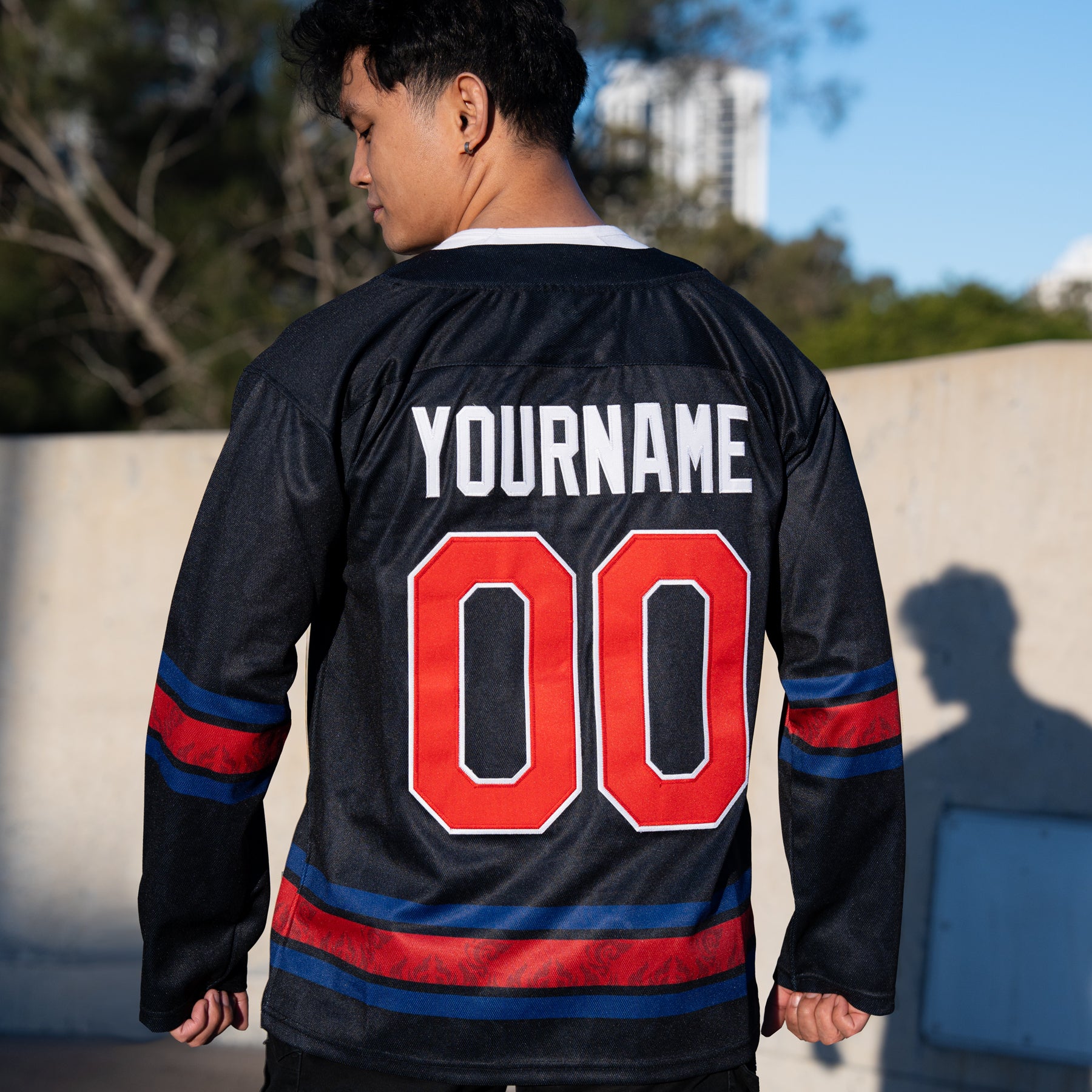 Cambodia Heritage Black Custom Hockey Jersey Back