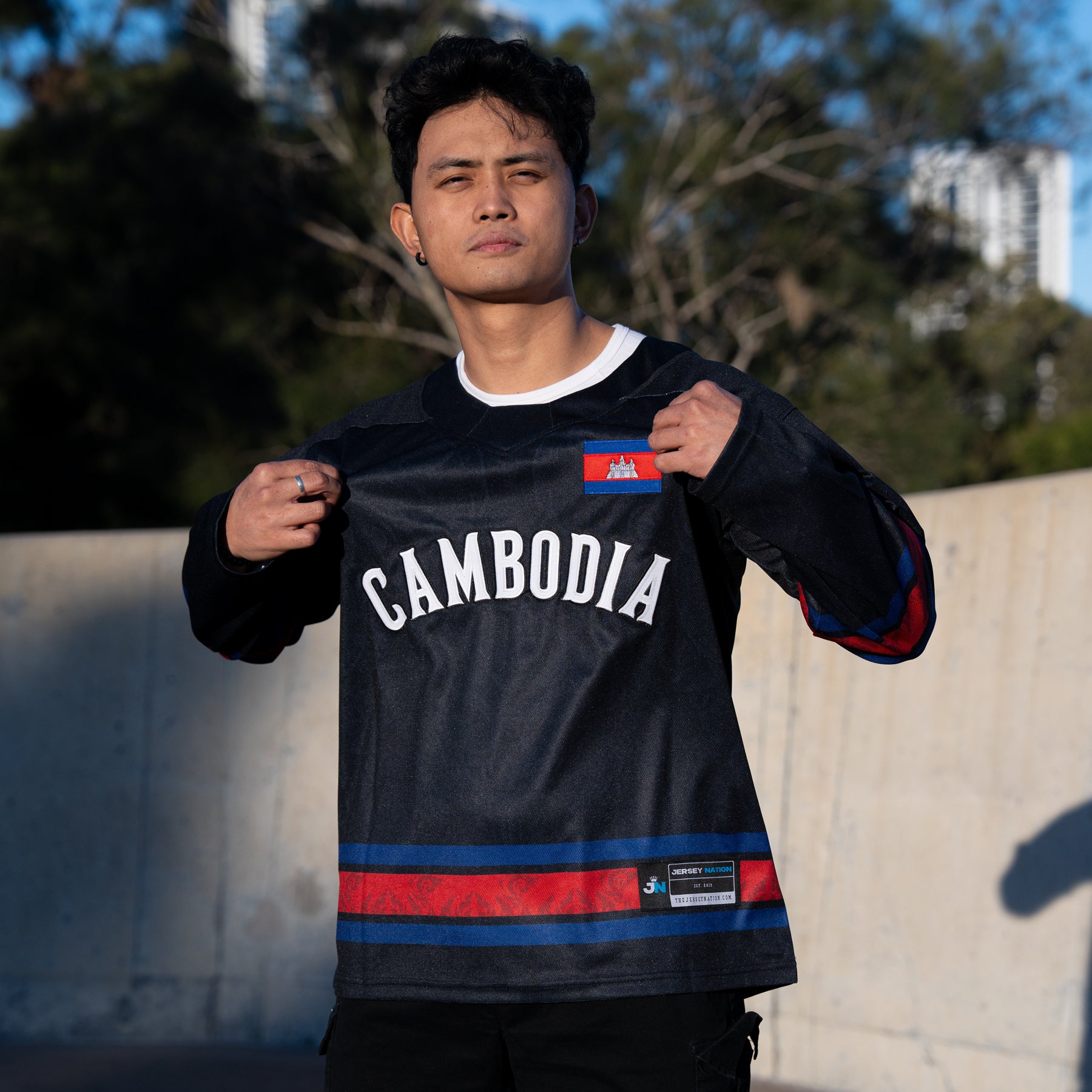 Cambodia Heritage Black Custom Hockey Jersey Closeups
