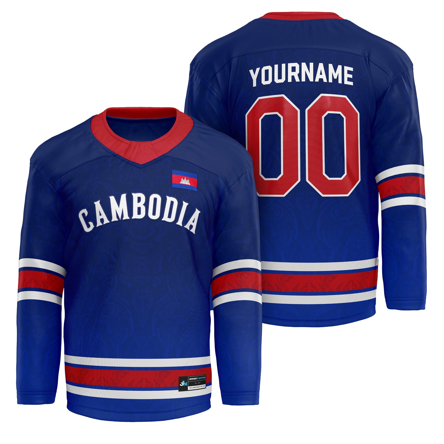 Cambodia Heritage Blue Custom Hockey Jersey