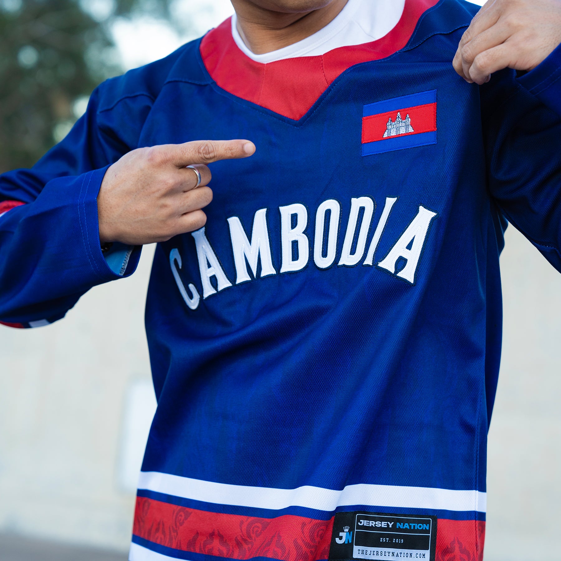 Cambodia Heritage Blue Custom Hockey Jersey Blue