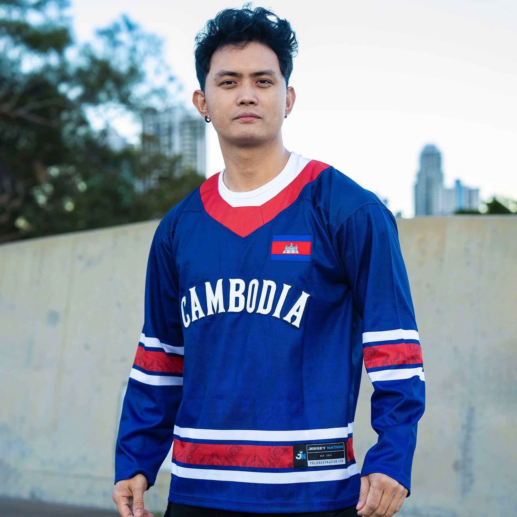 Cambodia Heritage Blue Custom Hockey Jersey