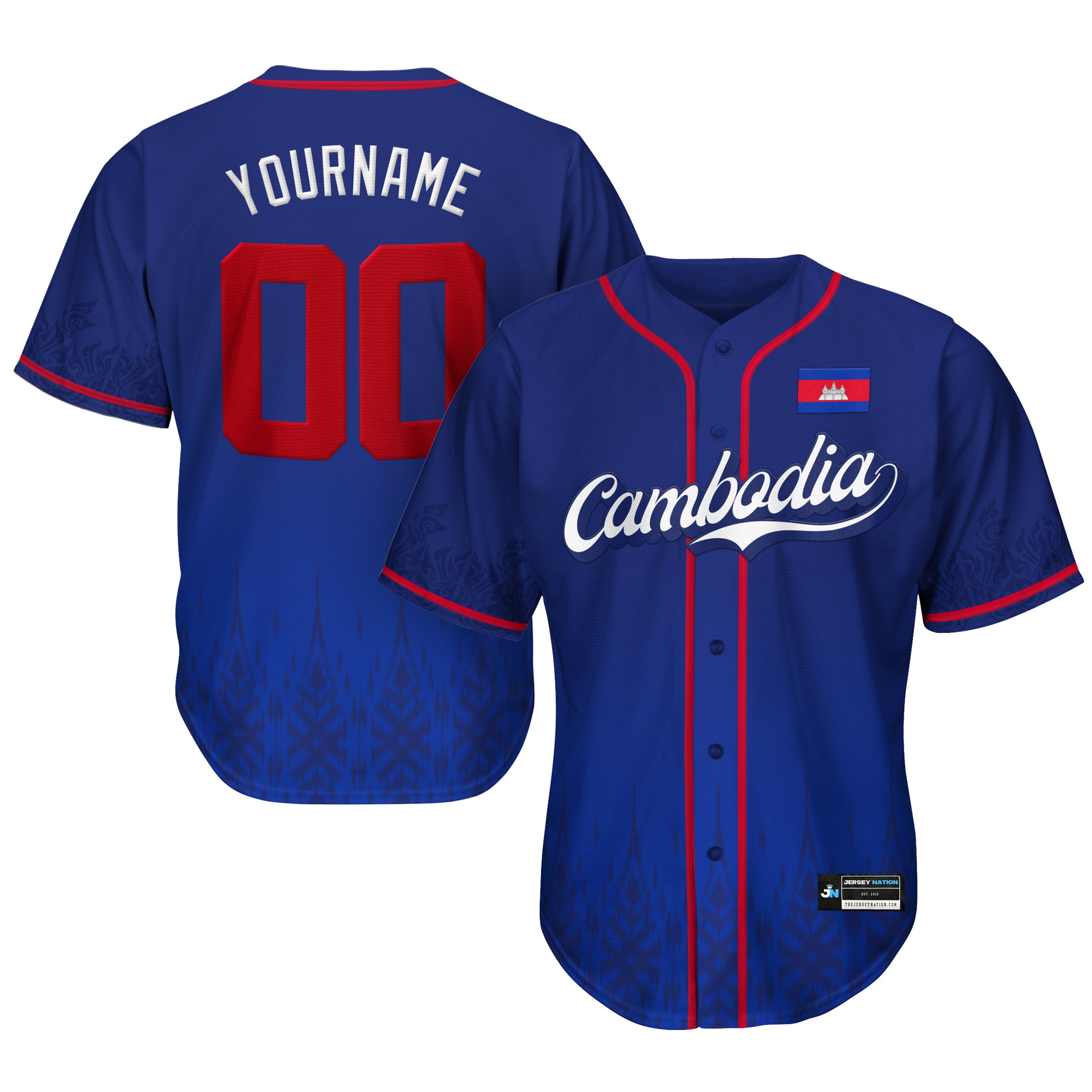 Cambodia Heritage Custom Blue Baseball Jersey