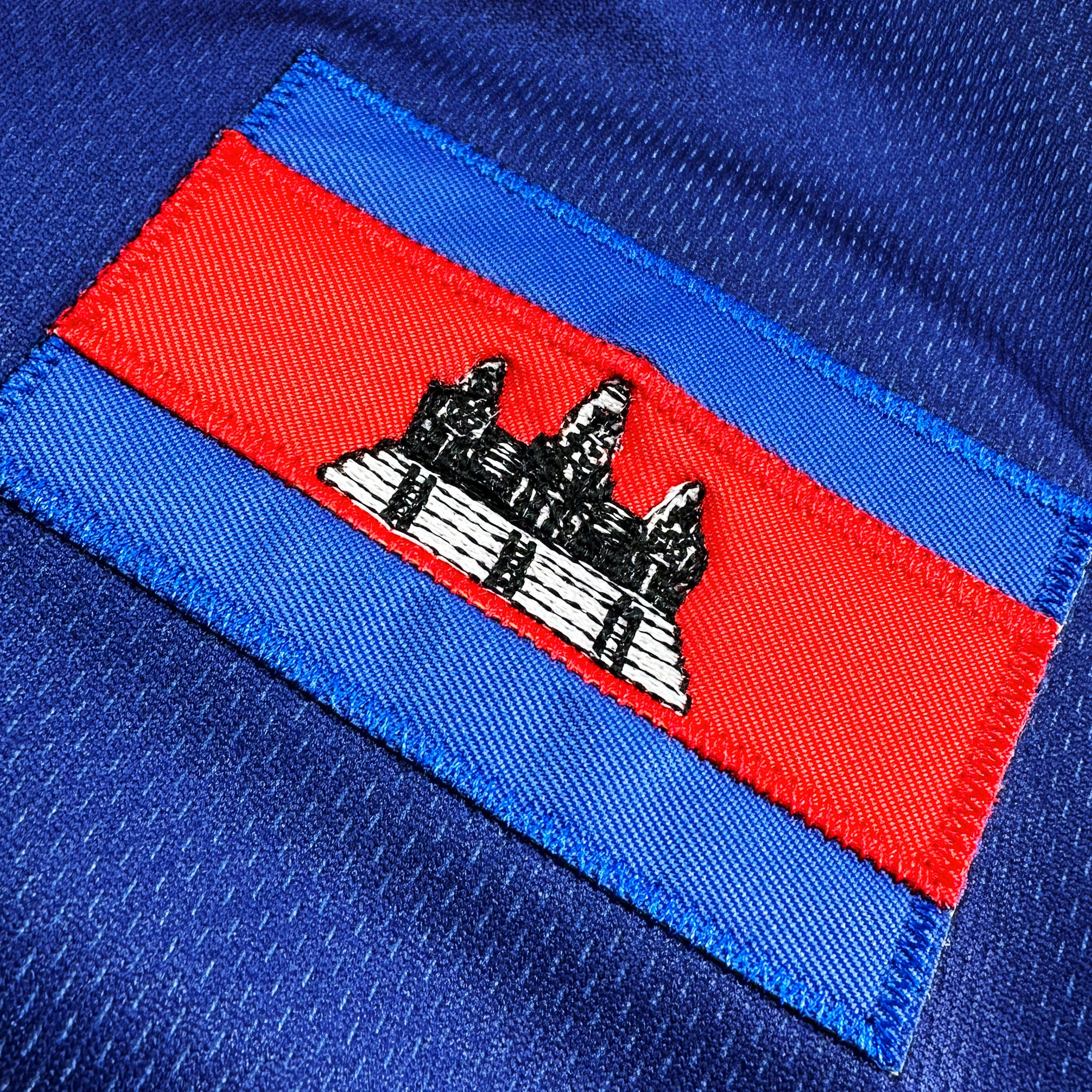 Cambodia Heritage Custom Blue Baseball Jersey Stitched Flag Khmer Angkor Wat