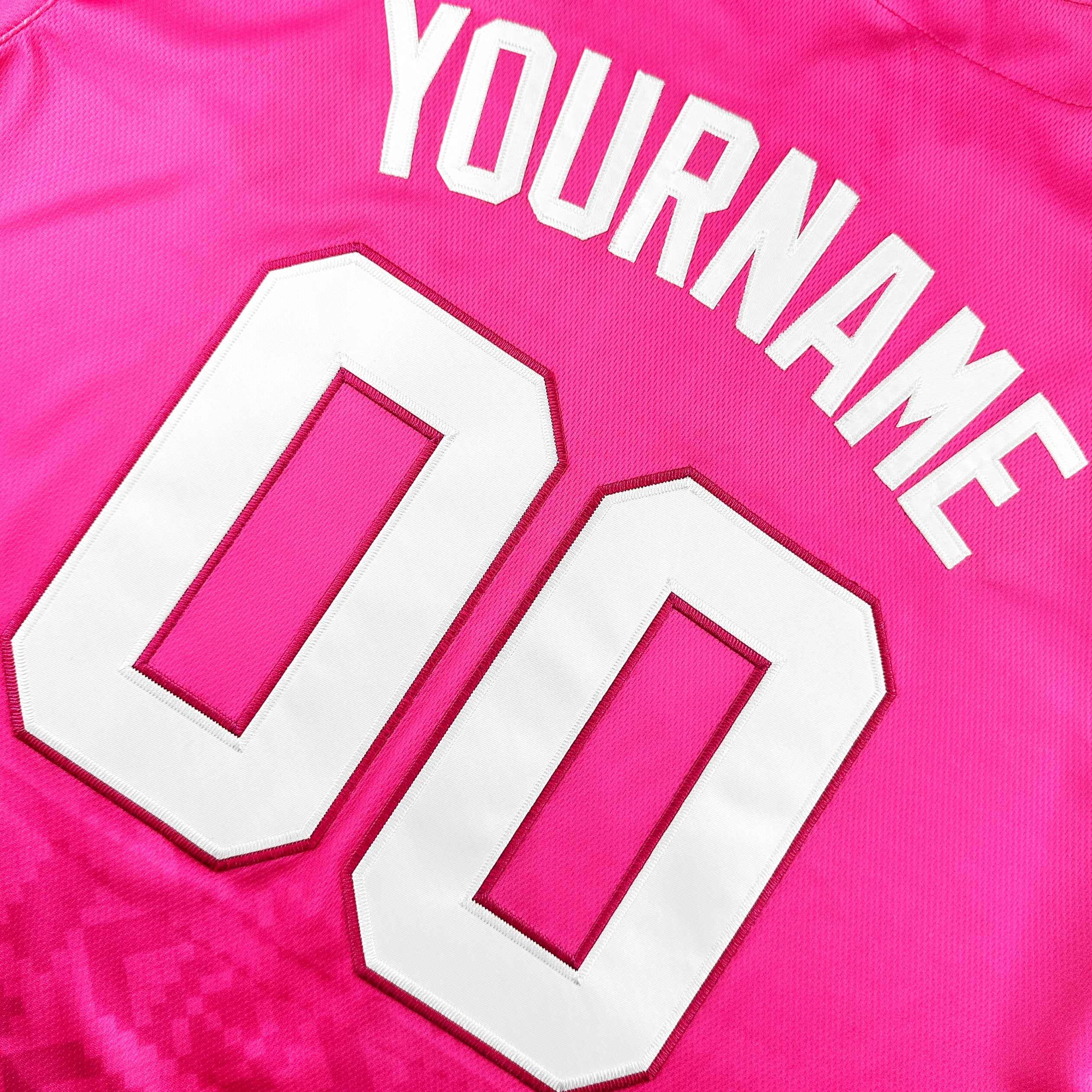 Colombia Heritage Custom Pink Baseball Jersey Closeup Embroidered Back Customized