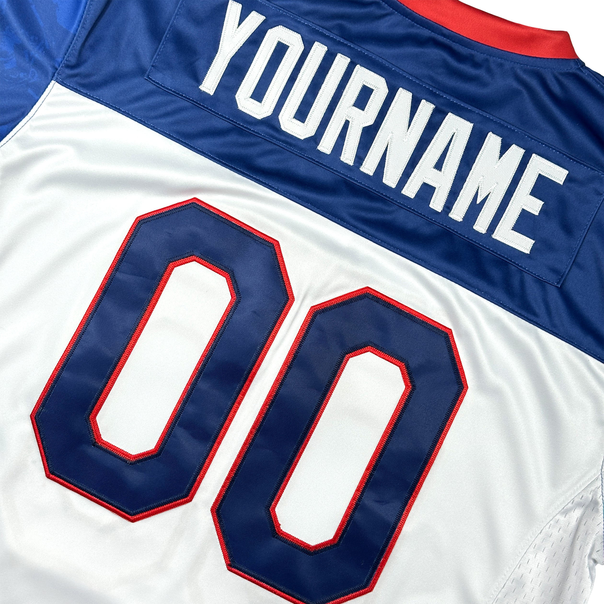 Dominican Republic Heritage White and Blue Custom American Football Jersey Embroidered Back Customized Your Name and Number