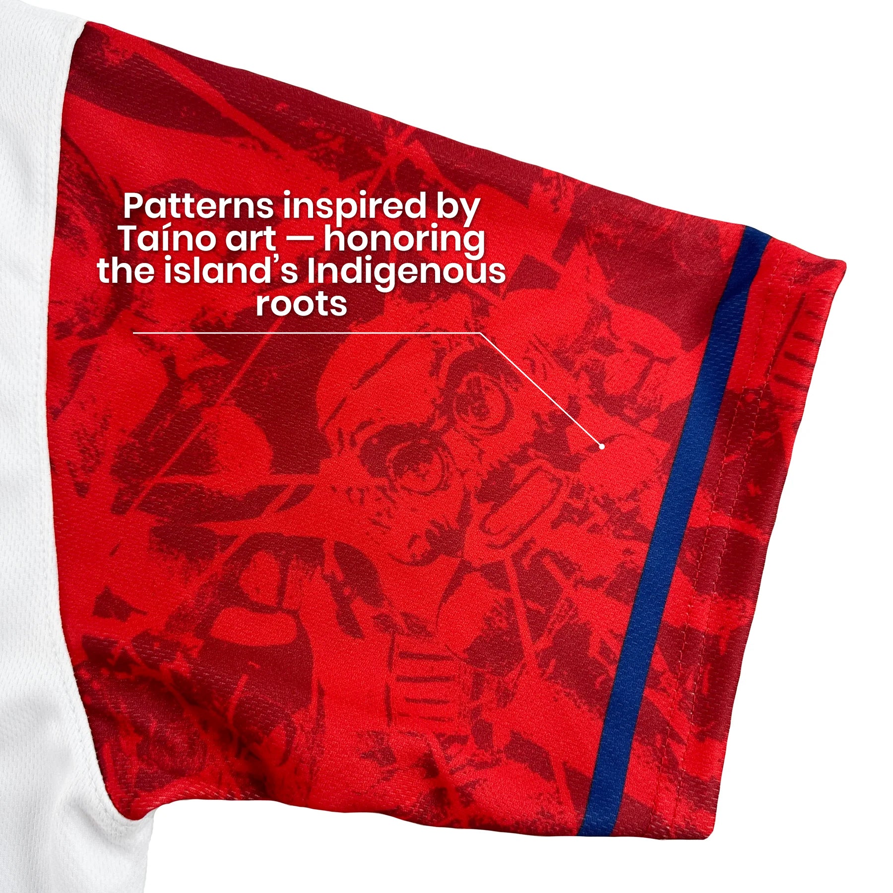 Dominican Republic White Heritage Custom Baseball Jersey Dominicano Closeup Sleeves Taino