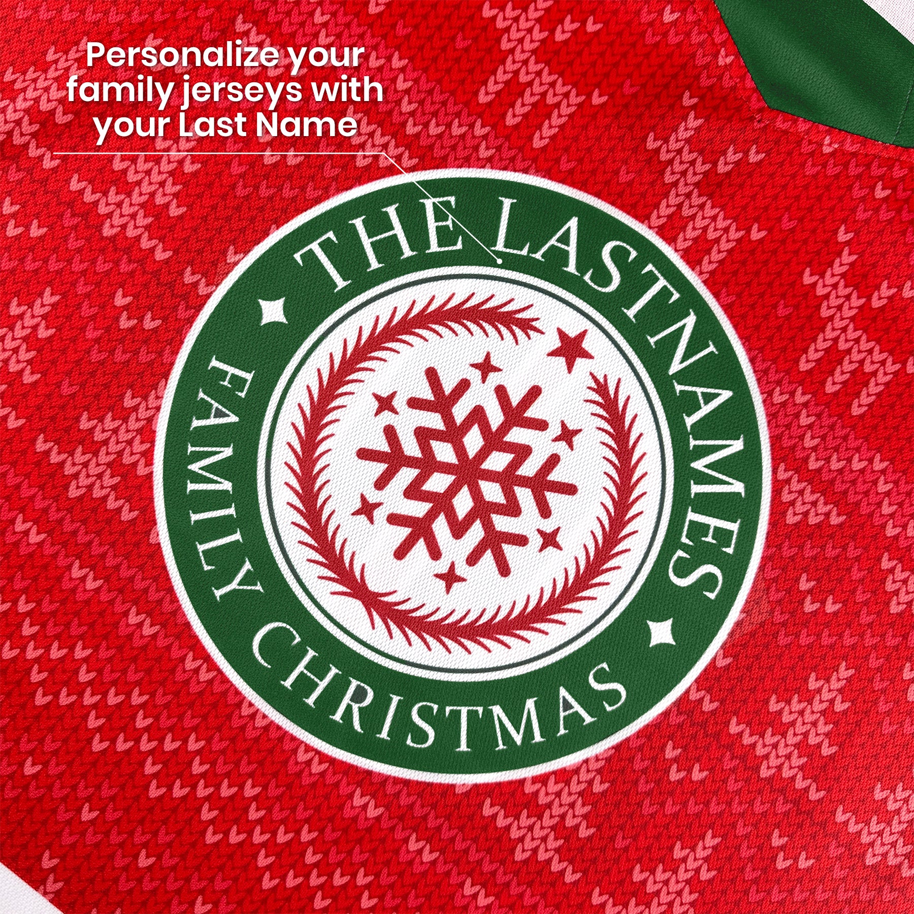 Family Christmas Custom Hockey Jersey Sweater Personalized Red Closeup