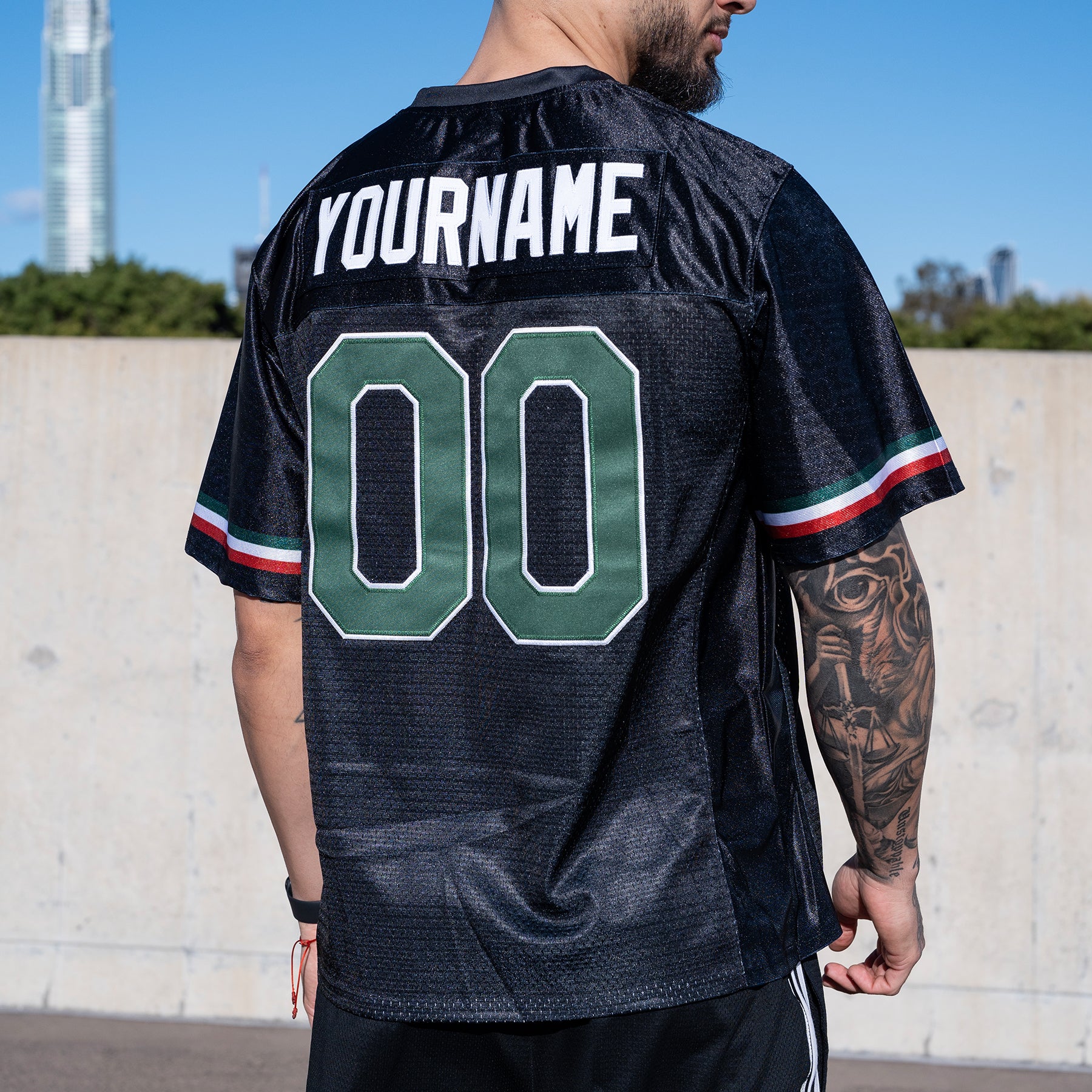 Mexico Heritage Black Custom Football Jersey Back