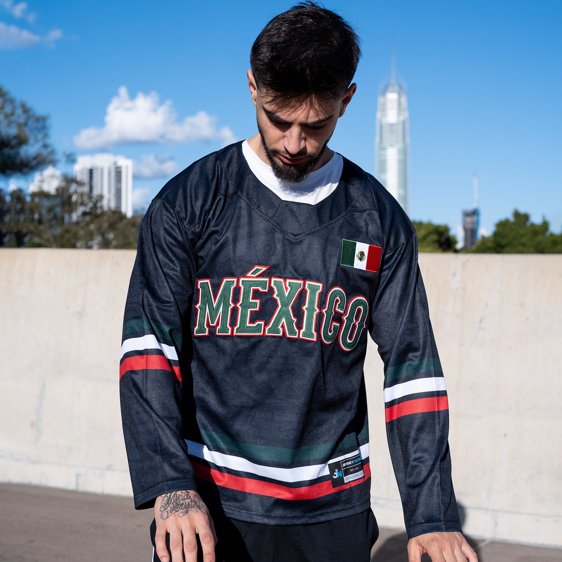 Mexico Heritage Black Custom Hockey Jersey Model