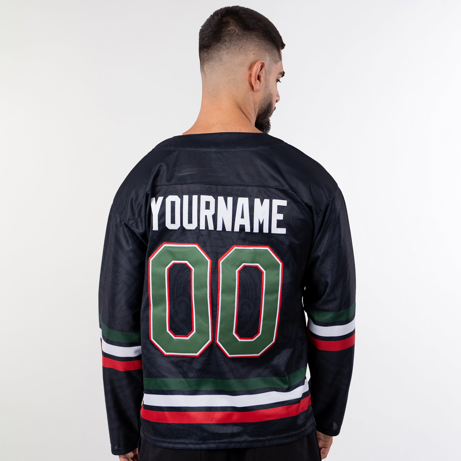 Mexico Heritage Black Custom Hockey Jersey Model Back Customized
