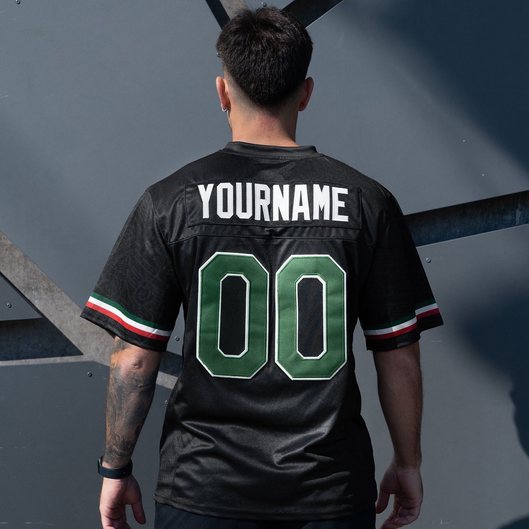 Mexico Heritage Custom American Football Black Jersey Back Customized