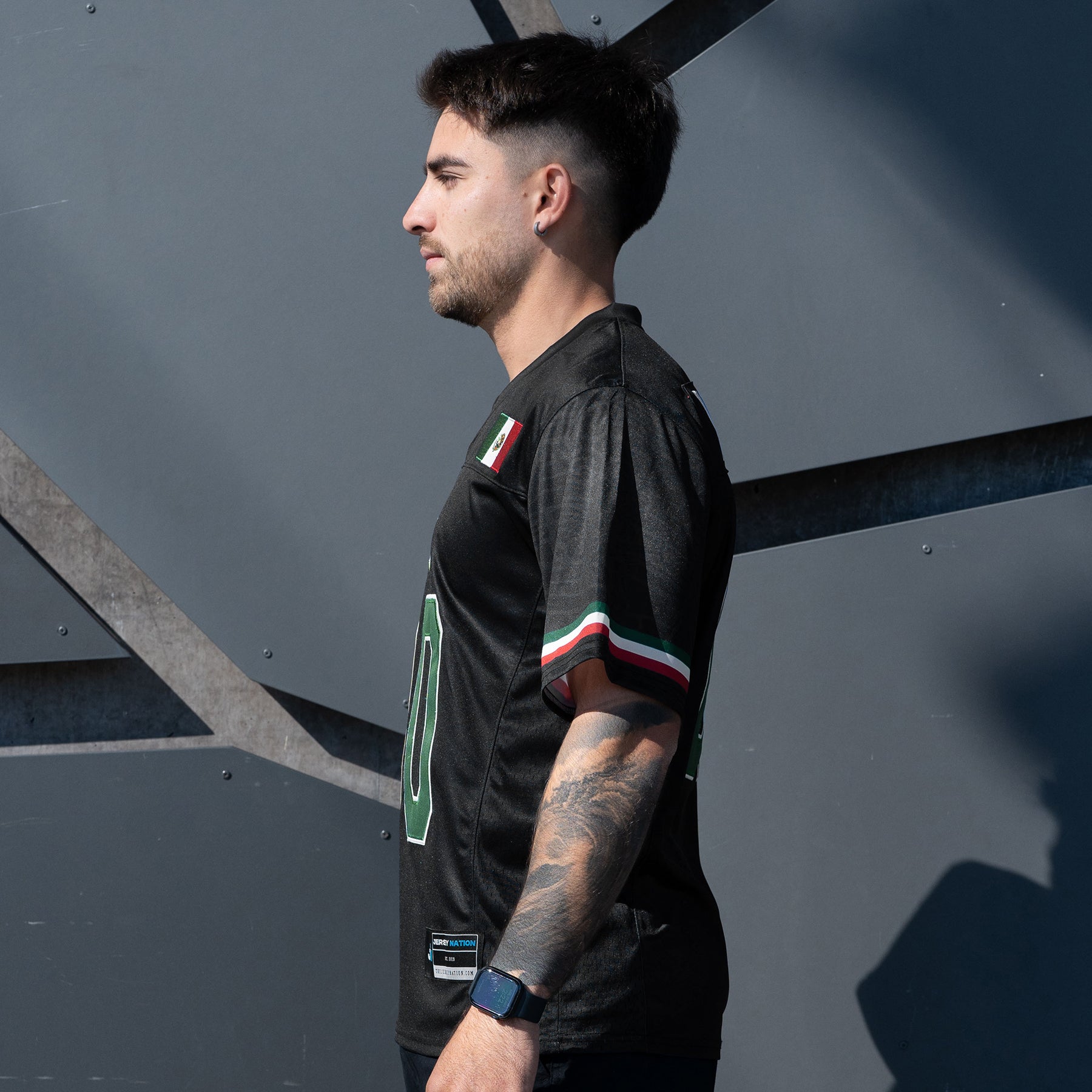 Mexico Heritage Custom American Football Black Jersey Sleeves