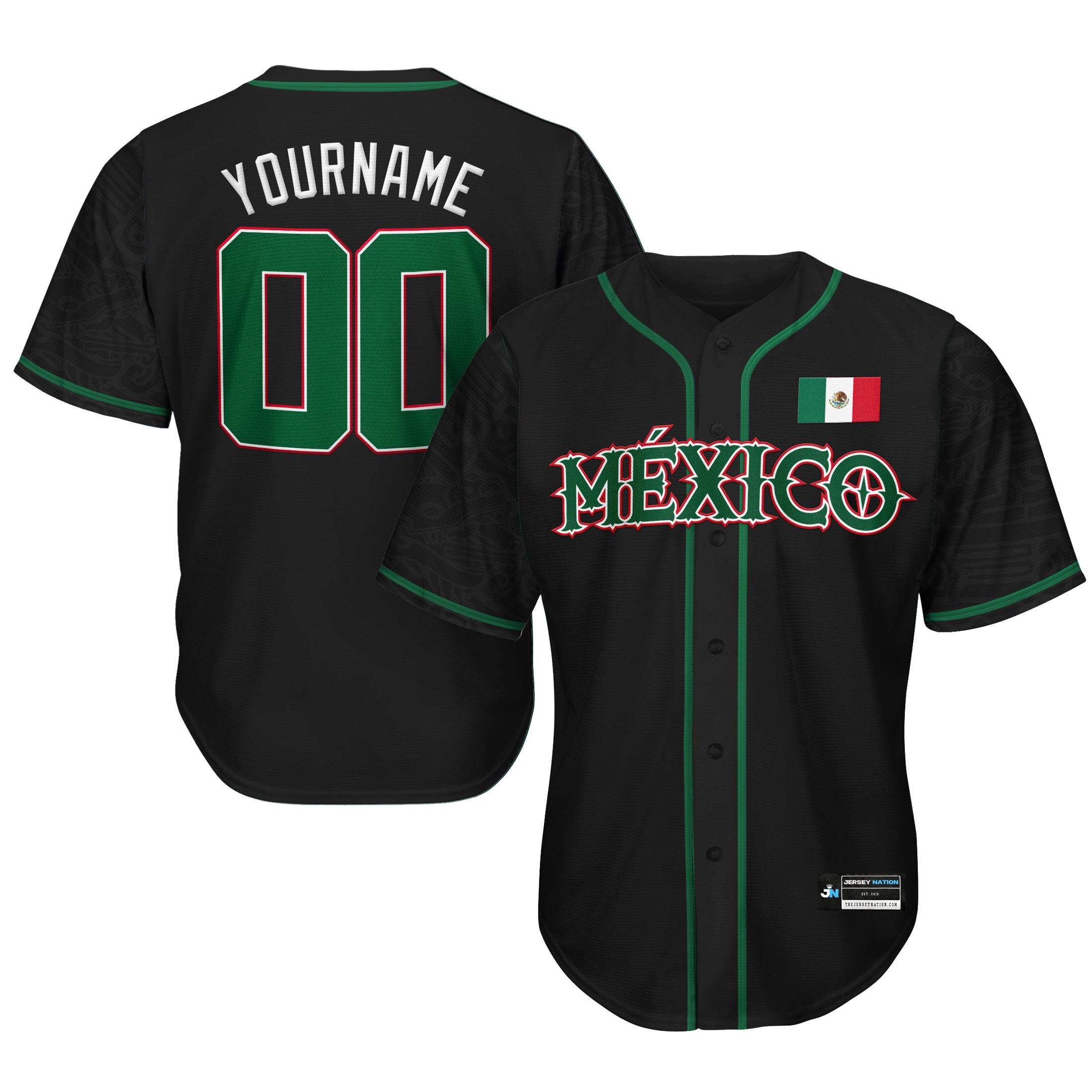 Mexico Heritage Custom Baseball Jersey Black