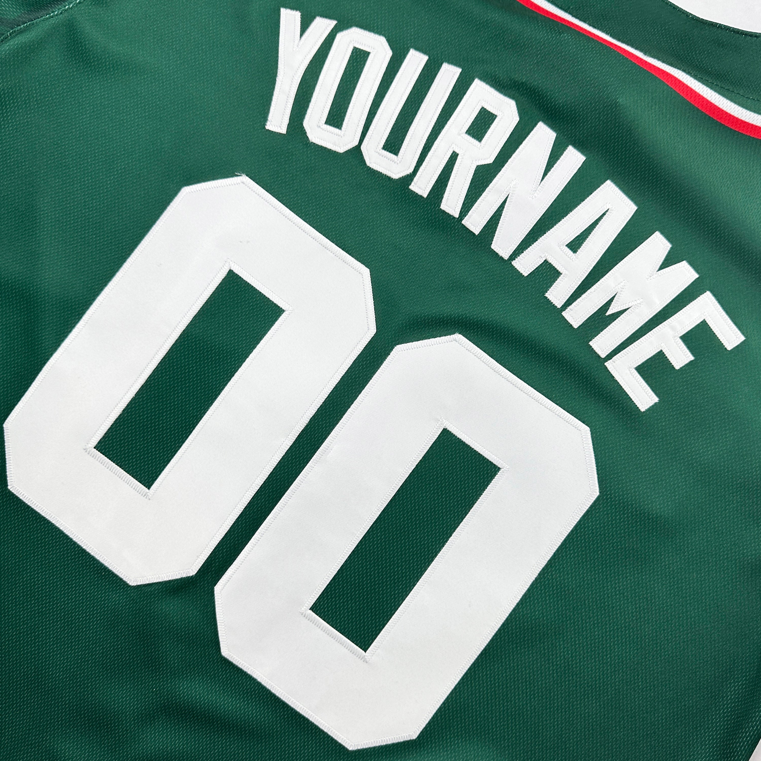 Mexico Heritage Custom Baseball Jersey Green Closeup Back Embroidered Customized