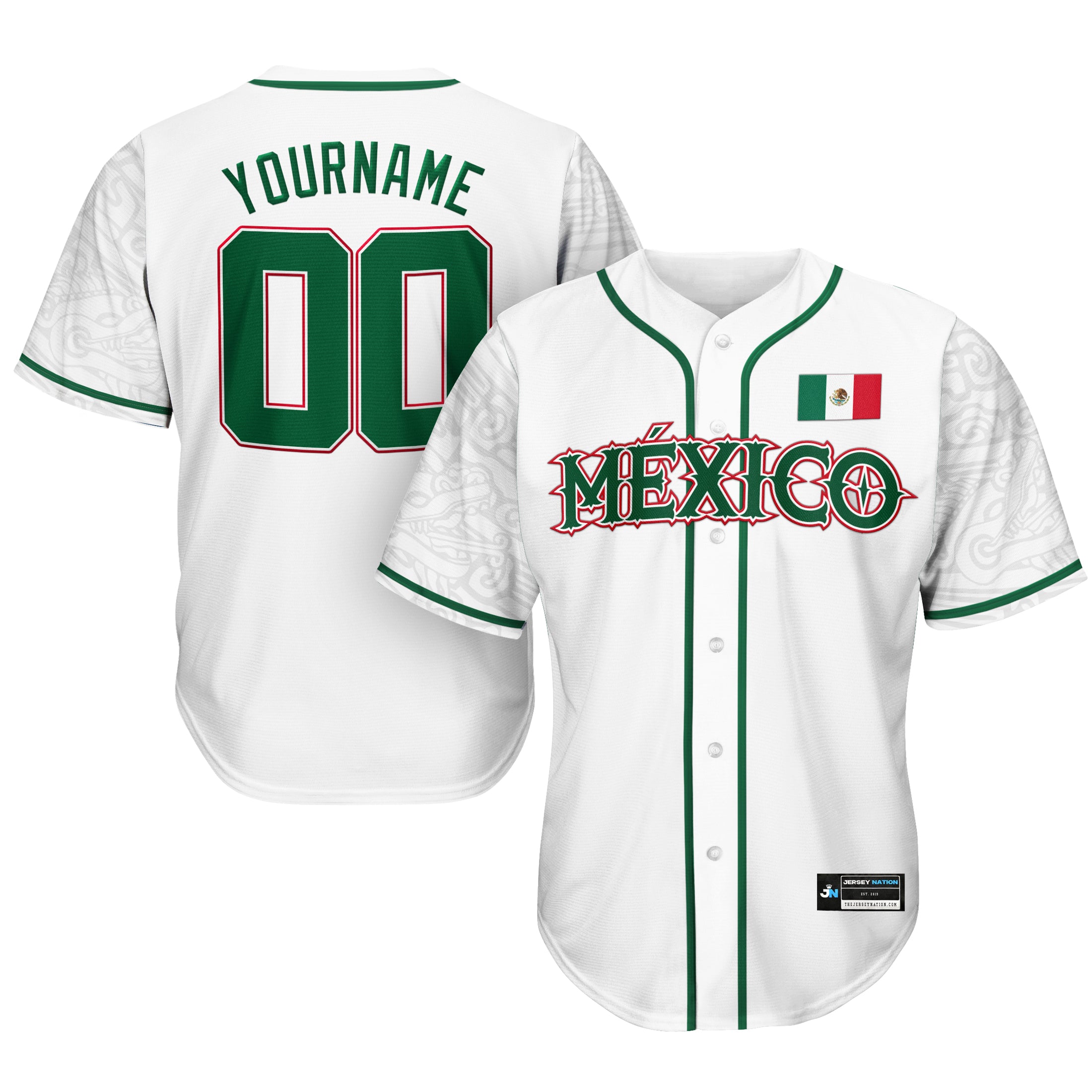 Mexico Heritage Custom White Baseball Jersey