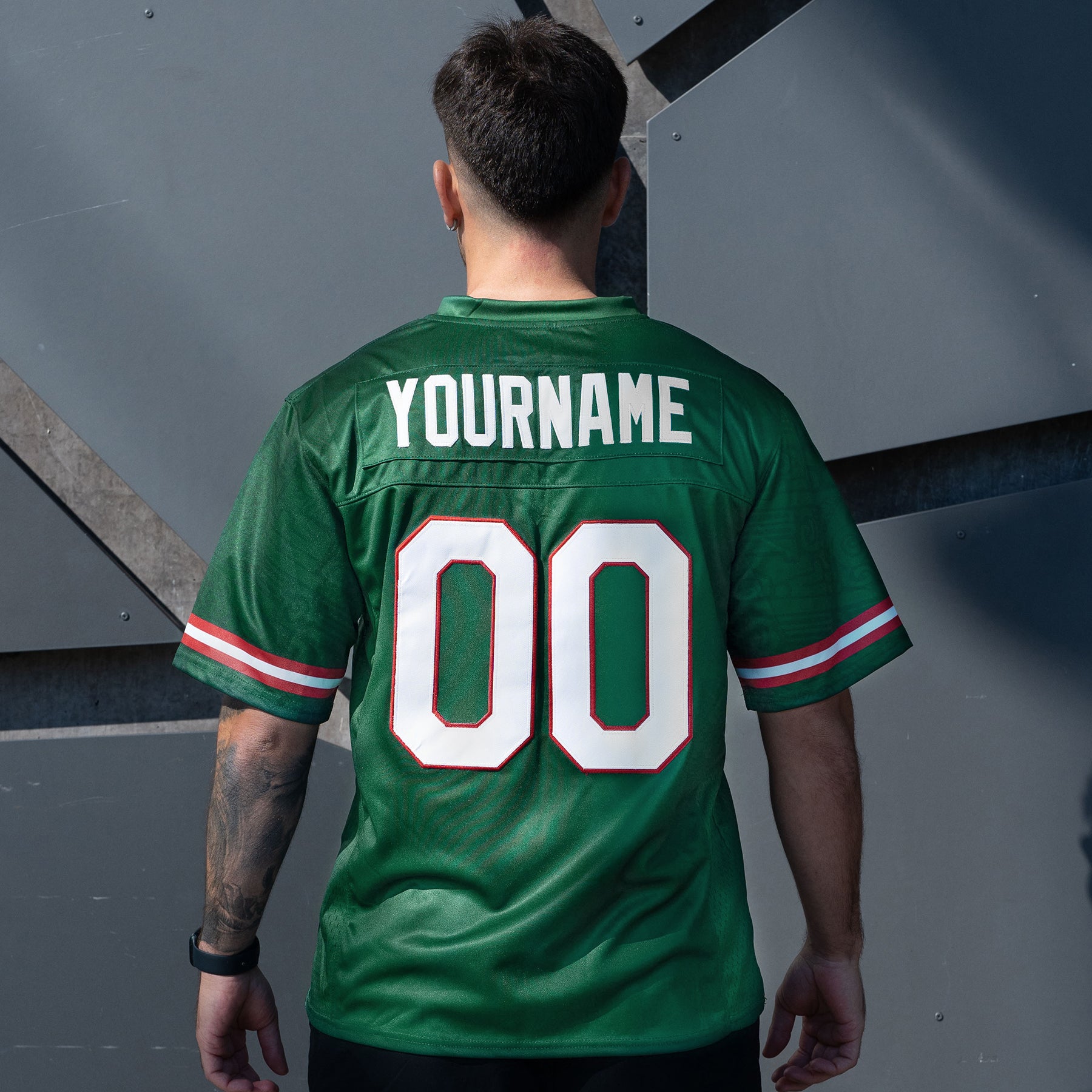 Mexico Heritage Green Custom American Football Jersey Model Back Customized