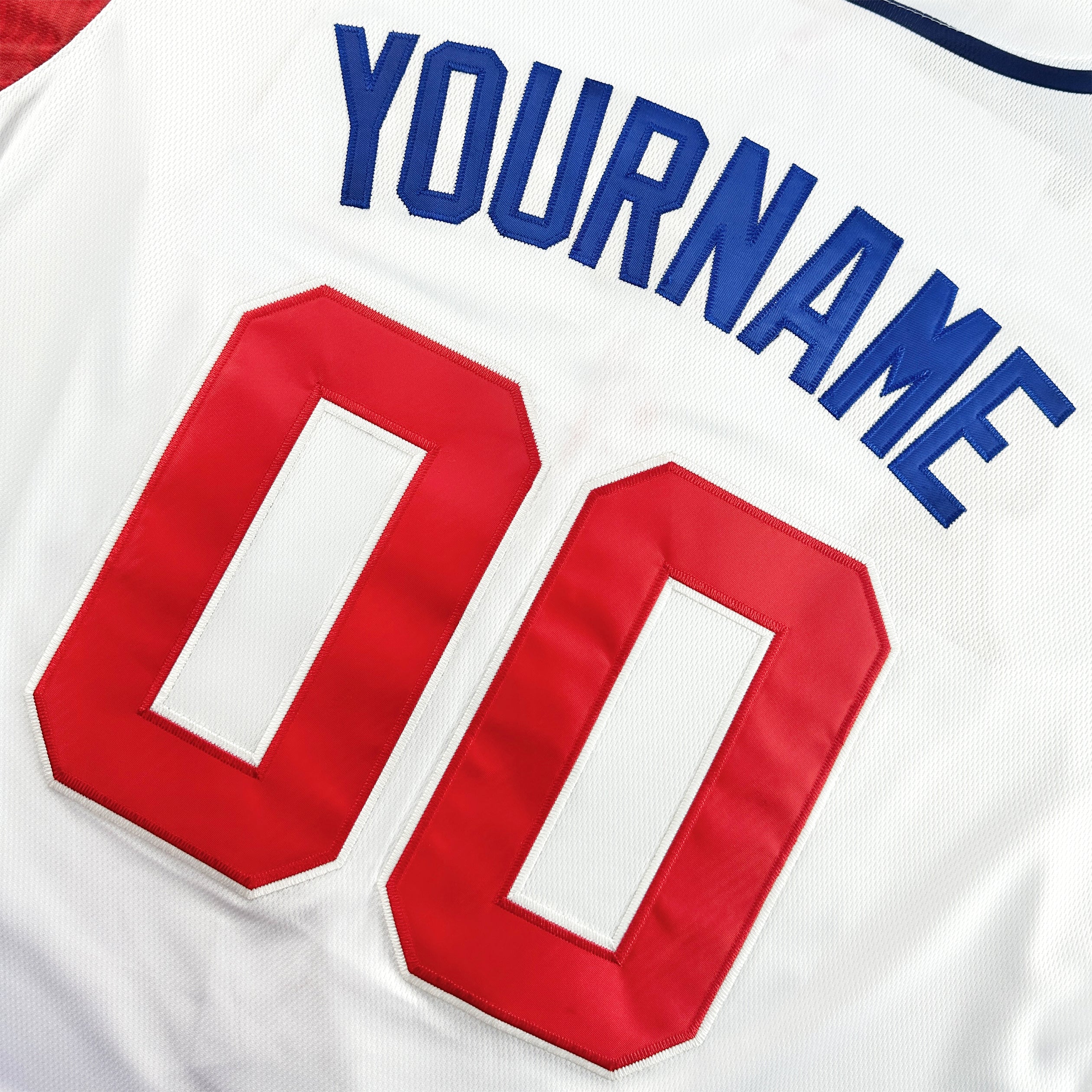 Panama Heritage Custom White Baseball Jersey Closeup Embroidered Back Customized