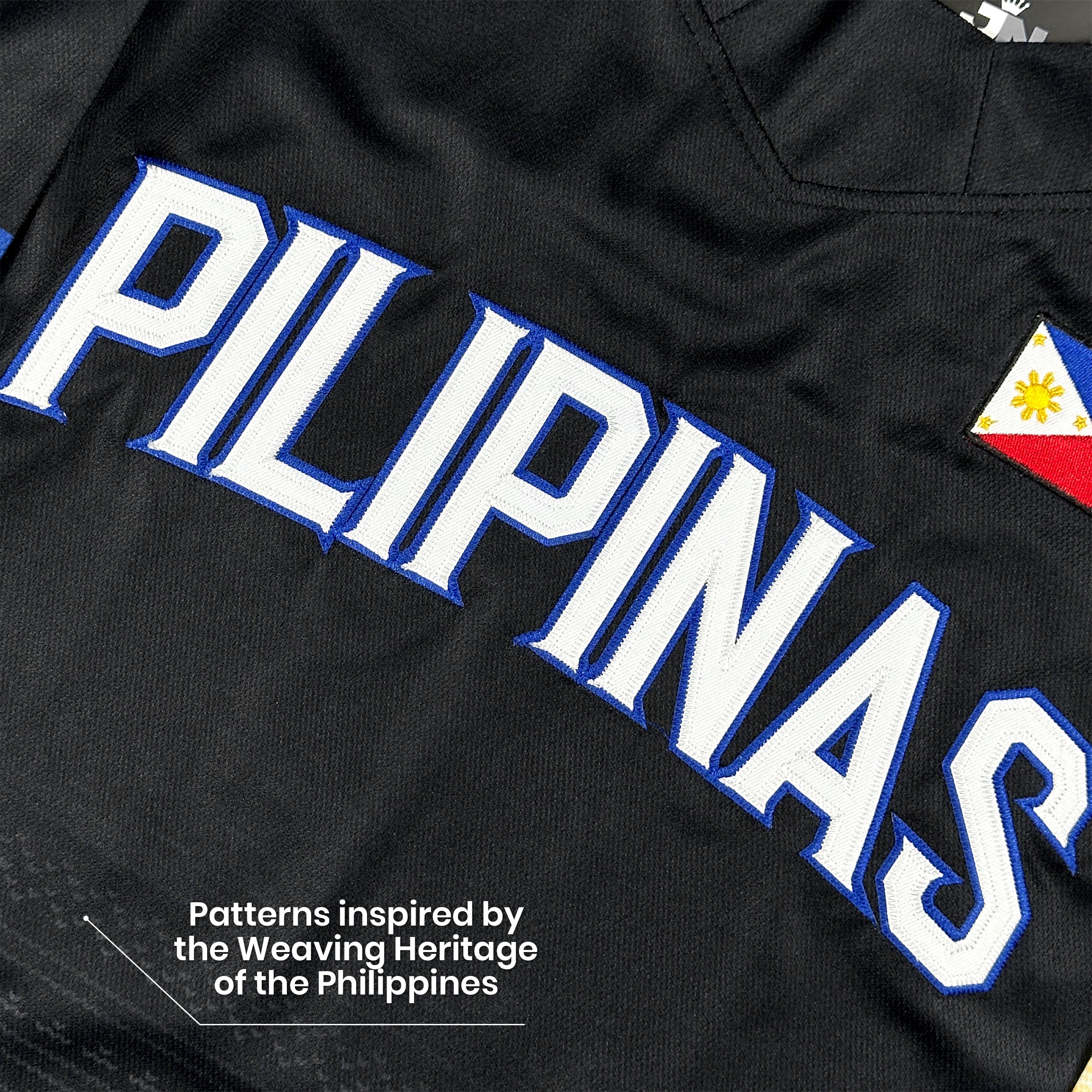 Philippines Black Heritage Custom Ice Hockey Country Jersey Embroidered