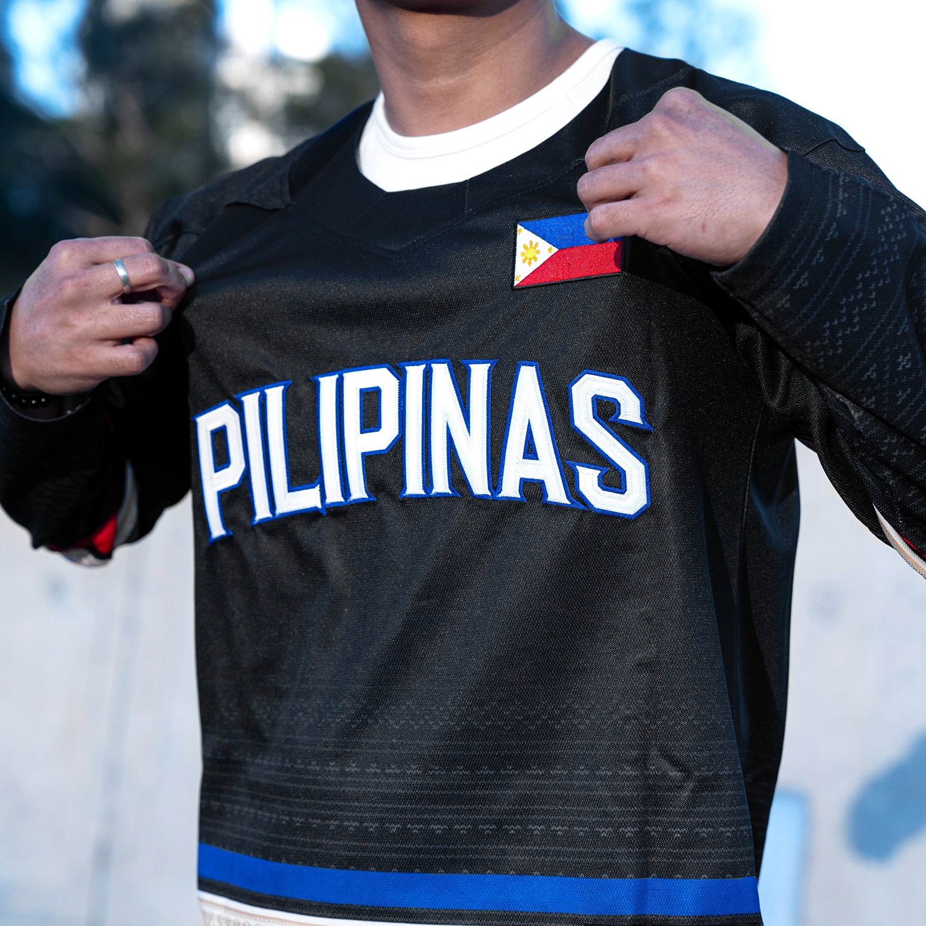 Philippines Heritage Black Custom Ice Hockey Jersey
