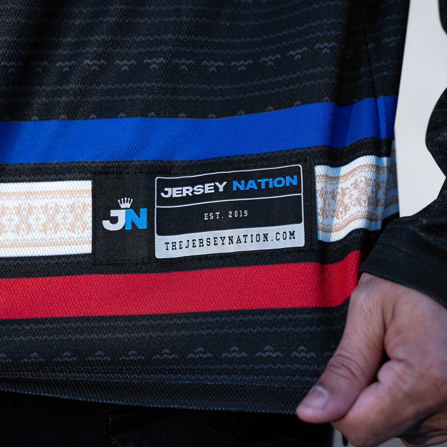 Philippines Heritage Black Custom Ice Hockey Jersey Closeup