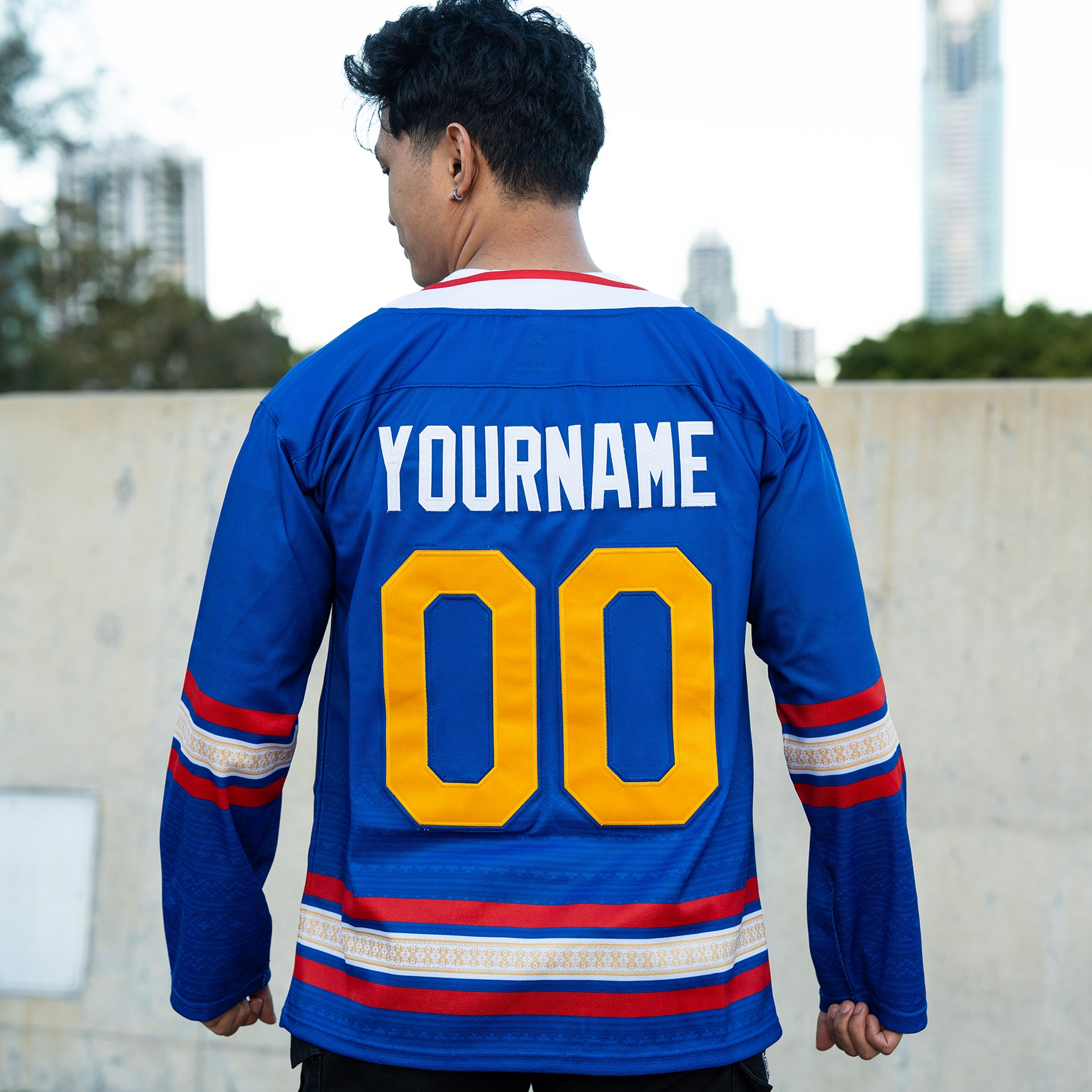 Philippines Heritage Blue Custom Hockey Jersey Customized