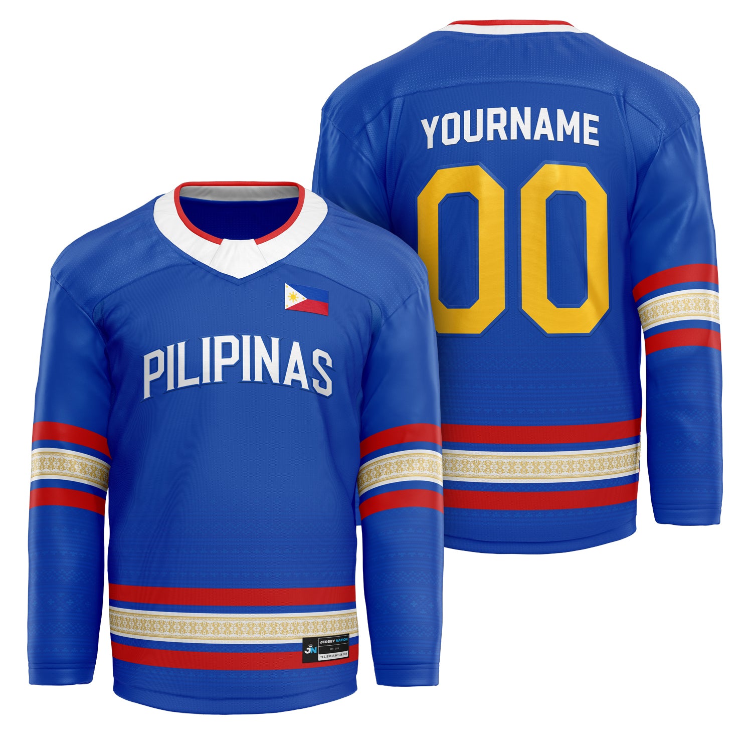 Philippines Heritage Custom Blue Hockey Jersey