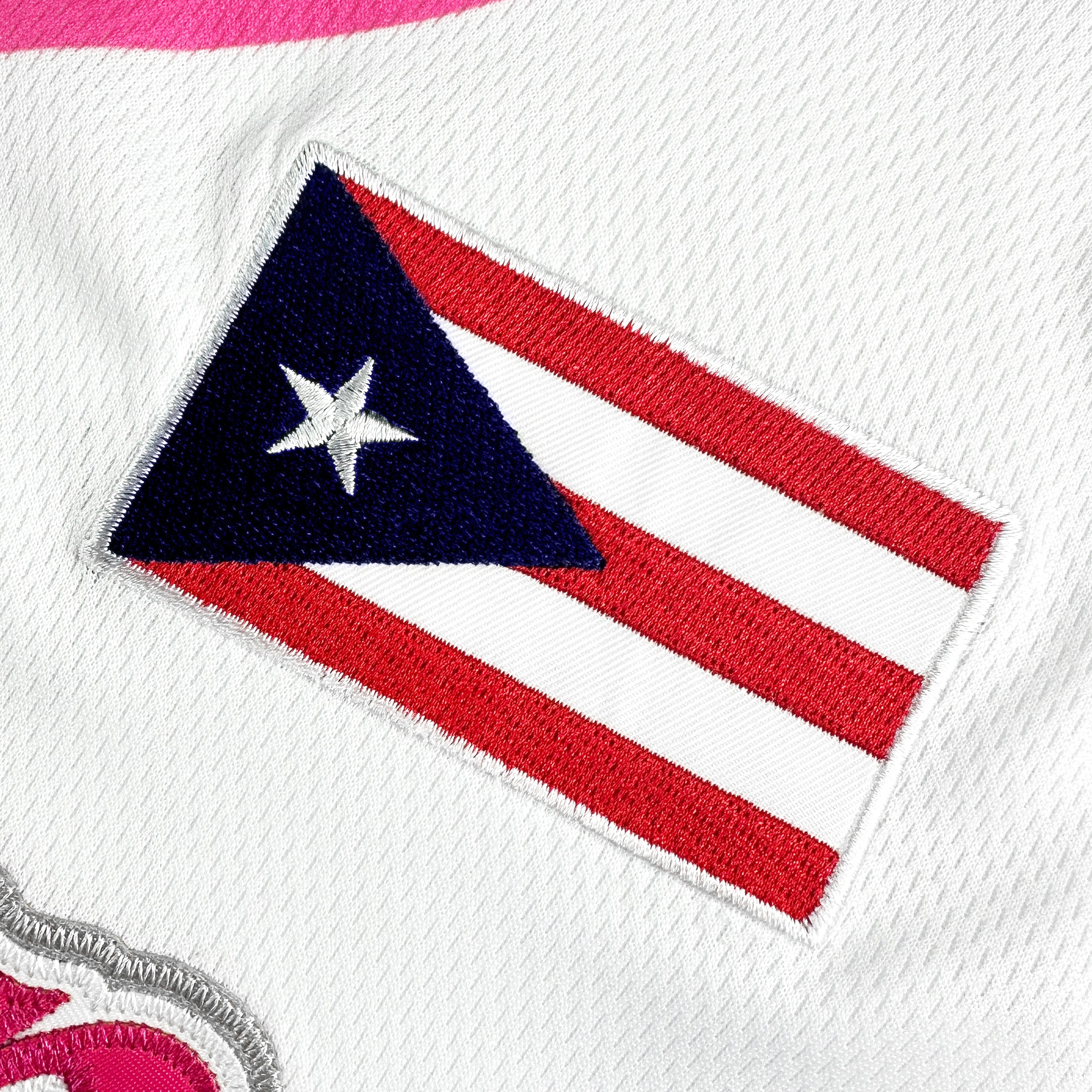 Puerto Rico White Pink Boriken Heritage Custom Baseball Jersey Embroidered Flag