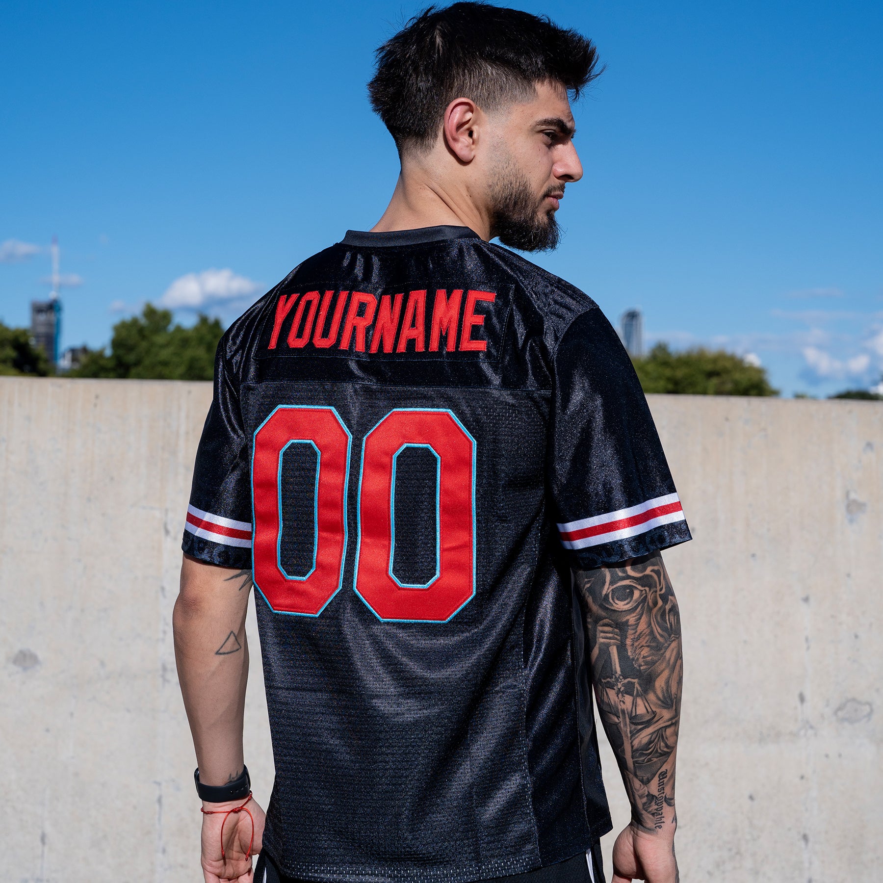 Puerto Rico Azul Celeste Black Heritage Custom American Football Jersey Customize