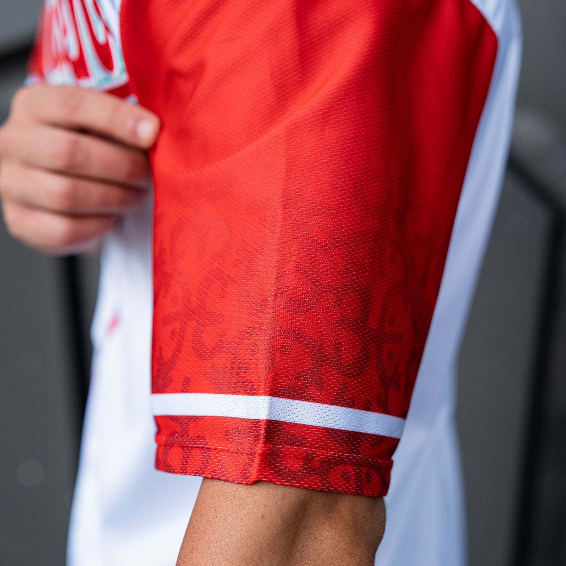 Puerto Rico Azul Celeste Borikén Heritage Custom Baseball Jersey Sleeves Closeup Taino Coqui Frog