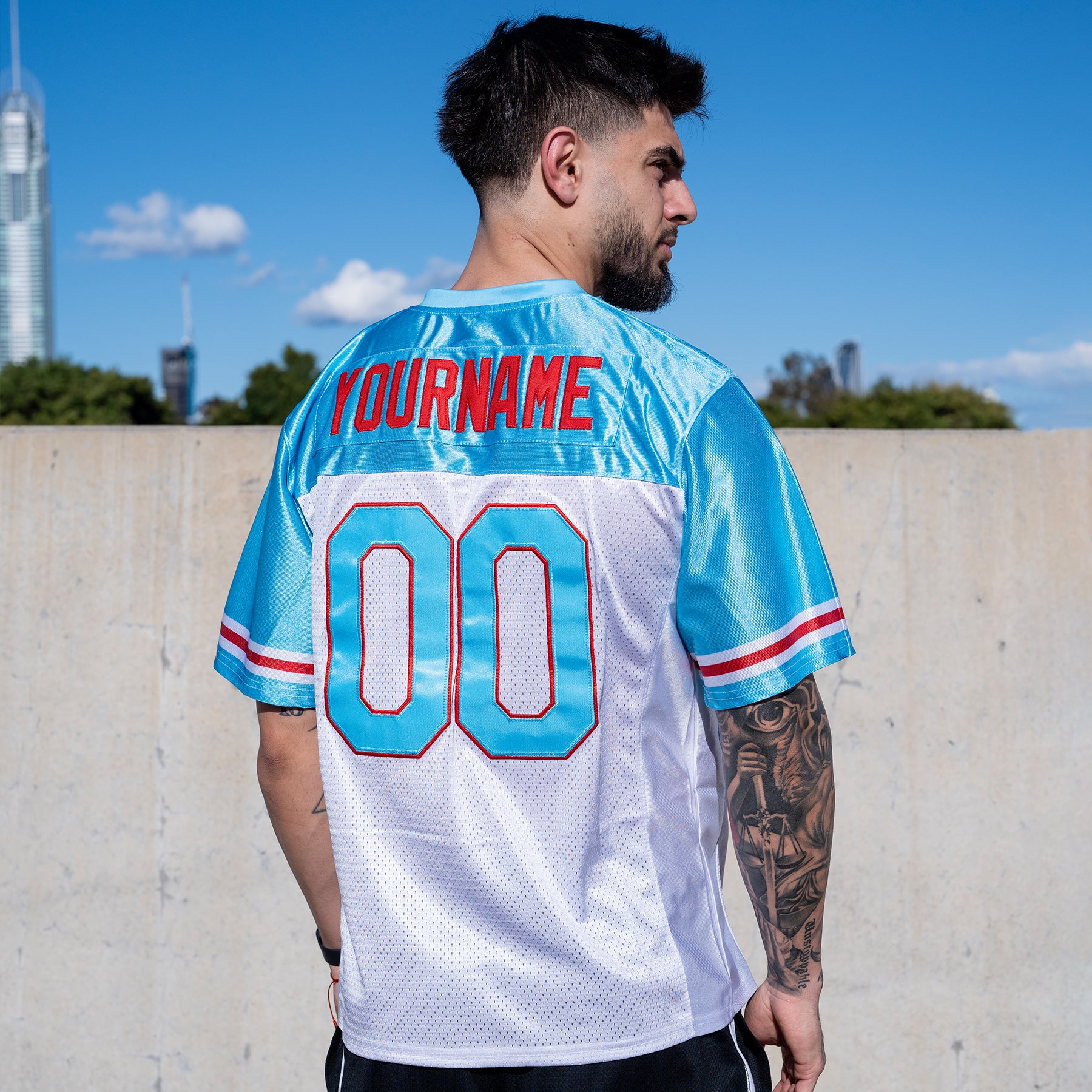 Puerto Rico Azul Celeste Heritage Custom American Football Jersey Customized