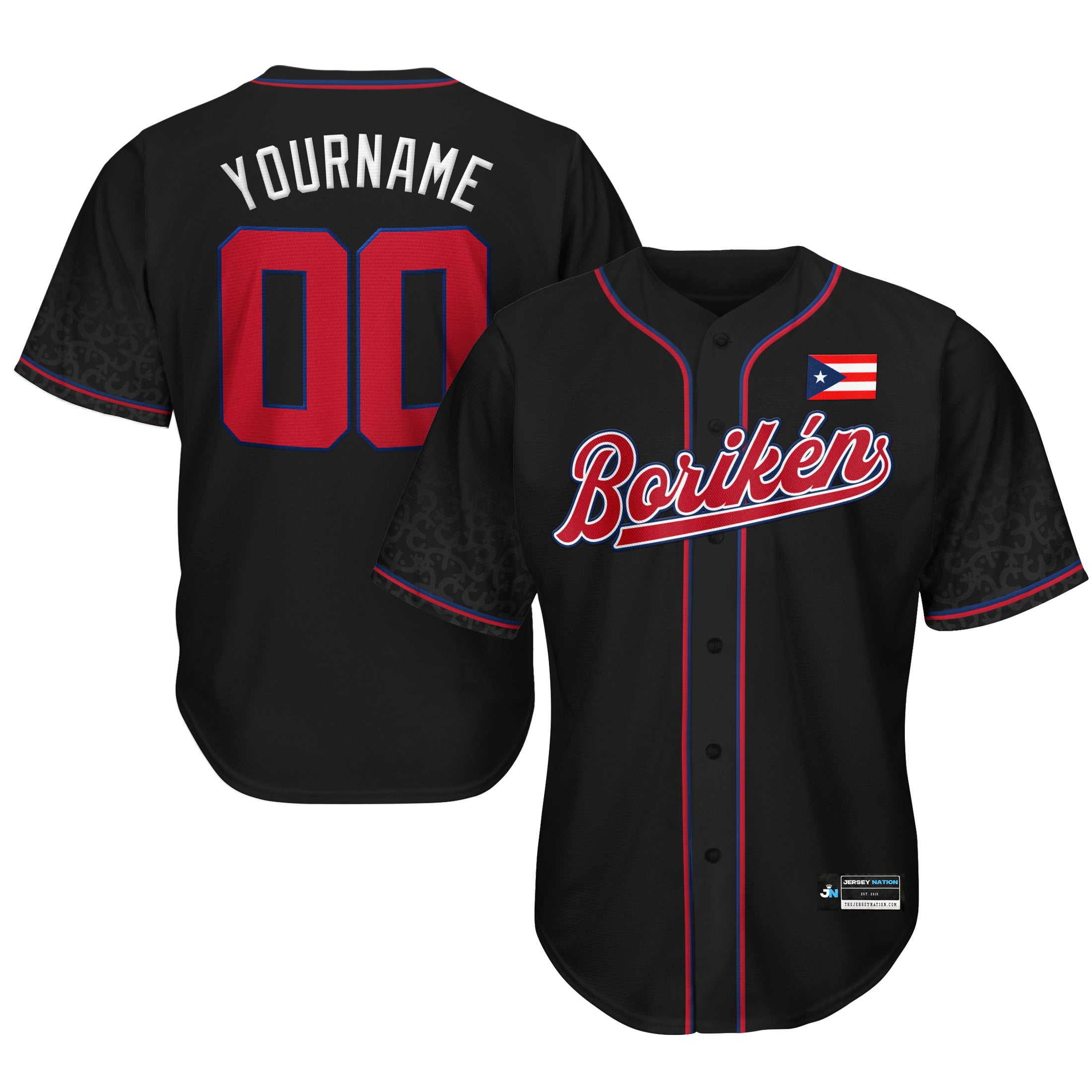 Puerto Rico Black Boriken Heritage Custom Baseball Jersey