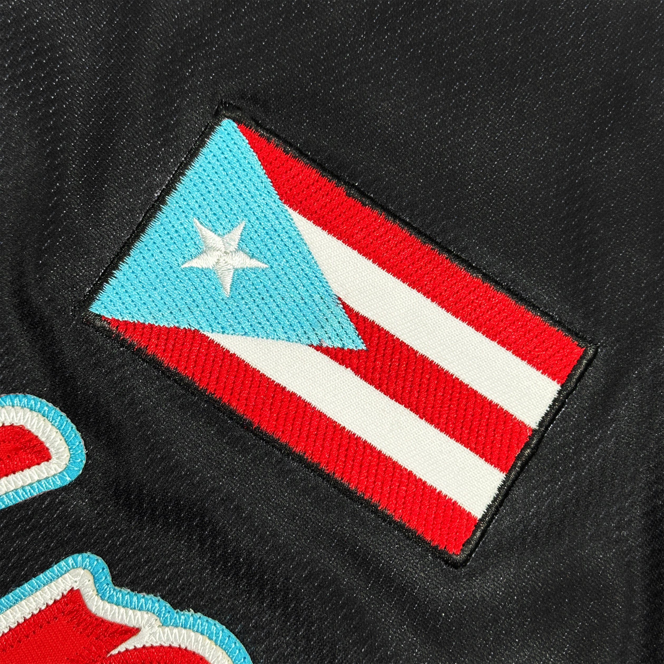 Puerto Rico Boriken Heritage Black-Azul Custom Baseball Jersey Stitched Flag
