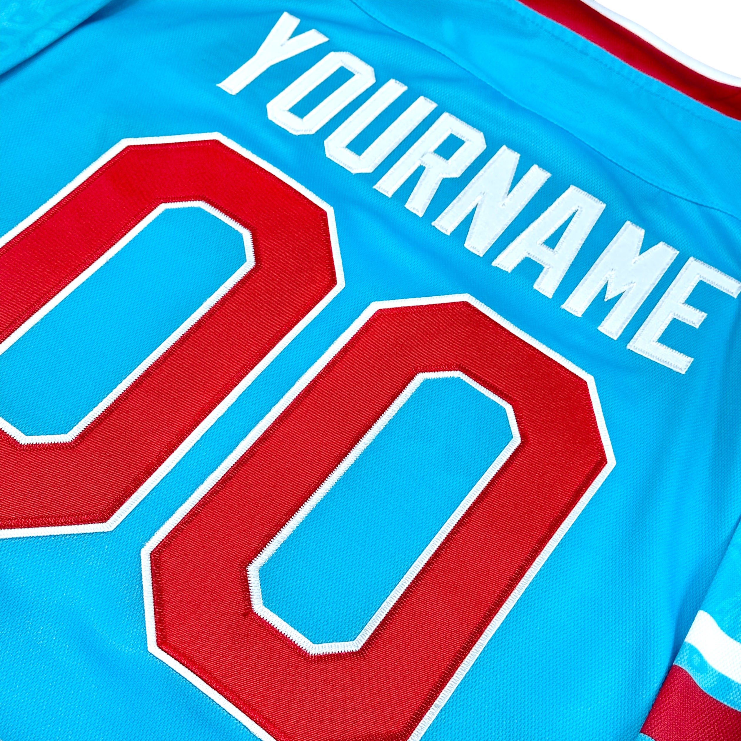 Puerto Rico Borinquen Azul Celeste Heritage Custom Ice Hockey Jersey Stitched Customized