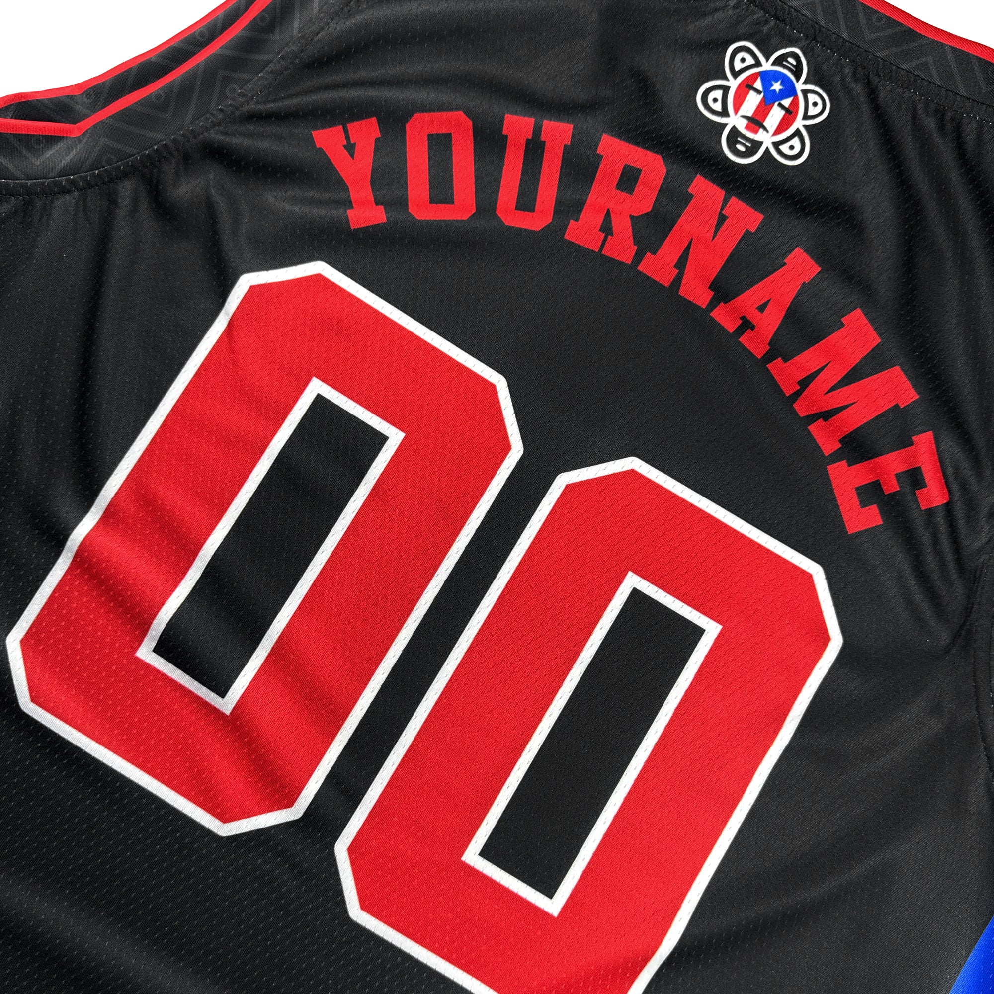 Puerto Rico Borinquen Black Custom Heritage Basketball Jersey Back Customized Closeup