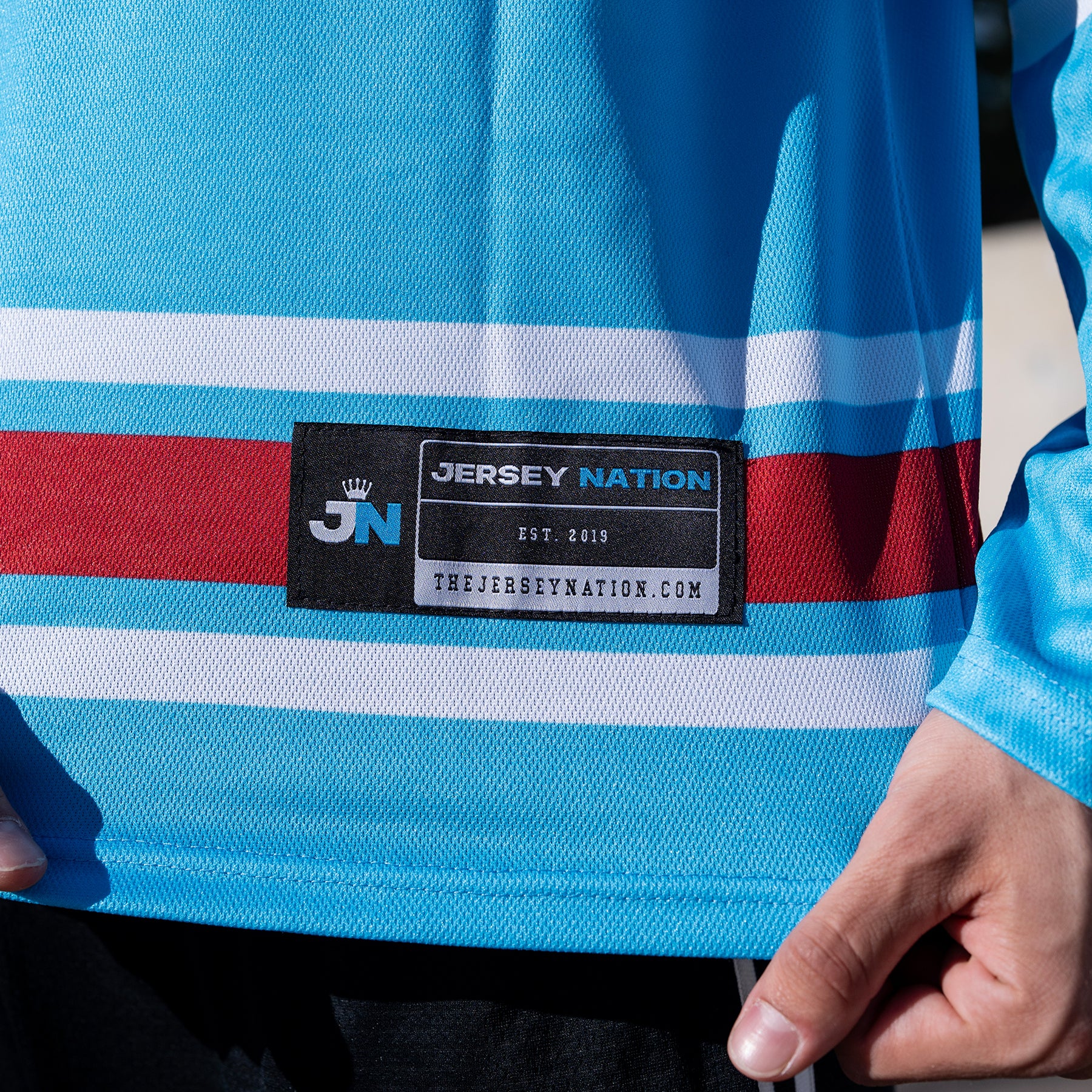 Puerto Rico Borinquen Heritage Custom Hockey Jersey Azul Celeste Stitched