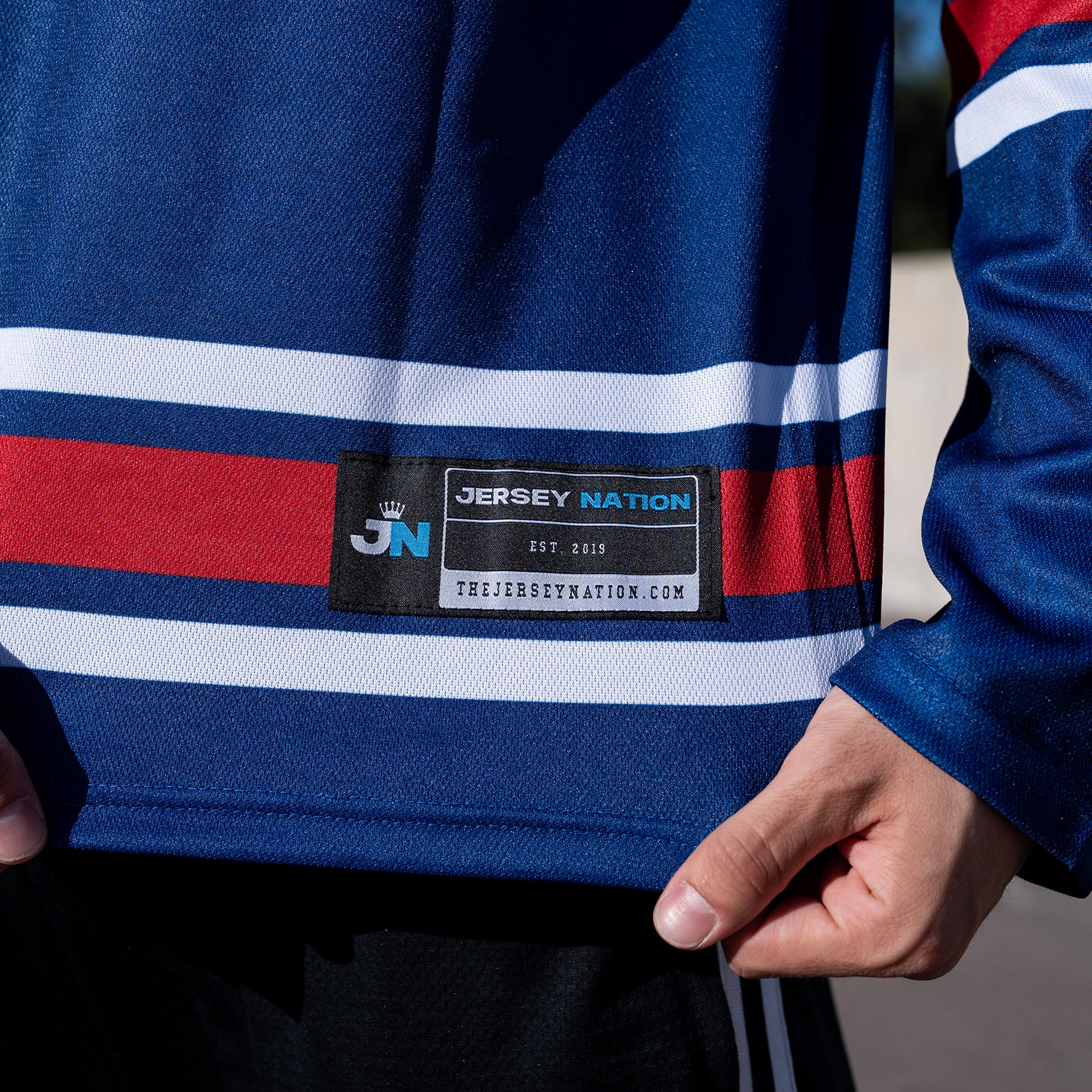Puerto Rico Borinquen Heritage Custom Hockey Jersey Navy Blue Stitched