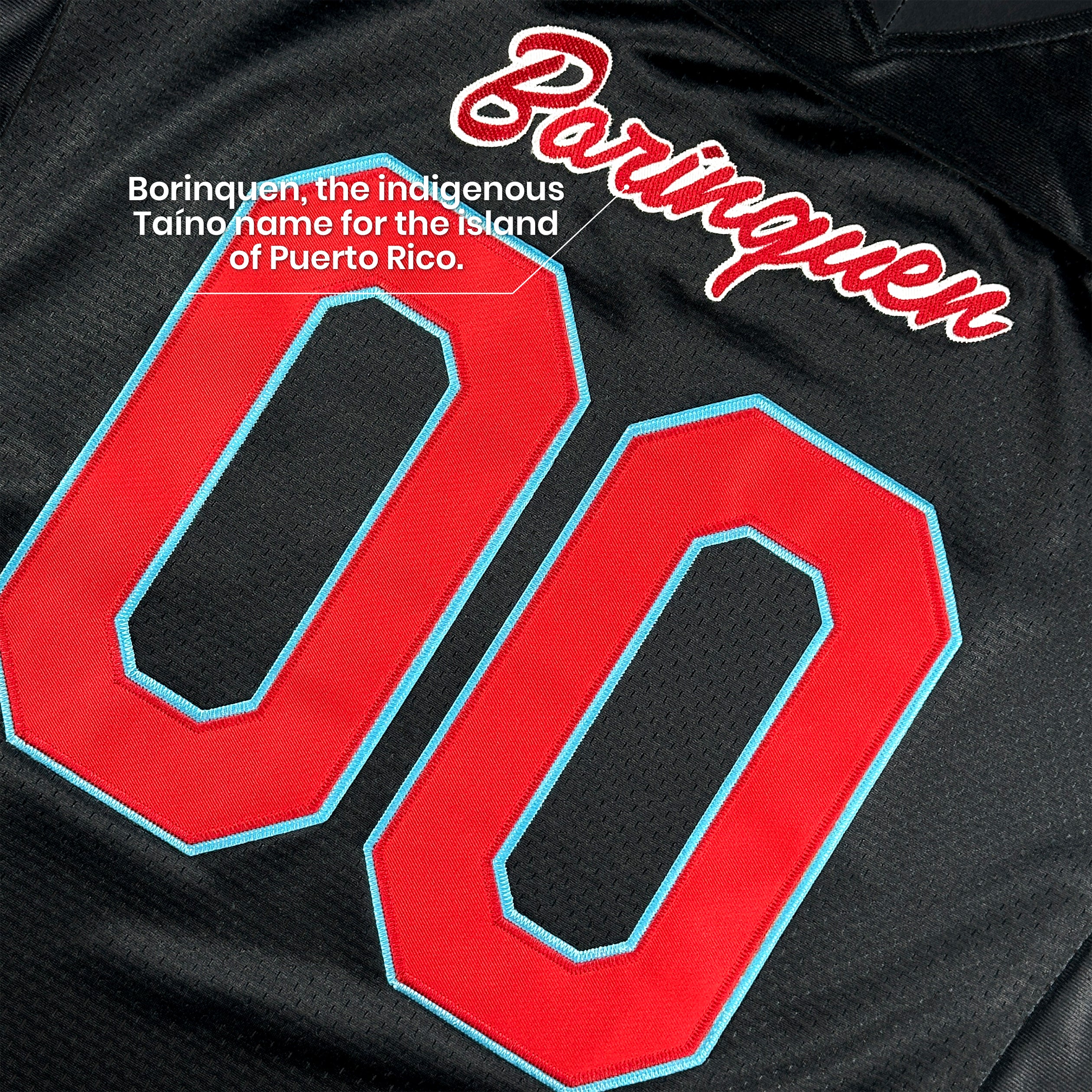 Puerto Rico Heritage Custom American Football Jersey Black Stitched Closeup