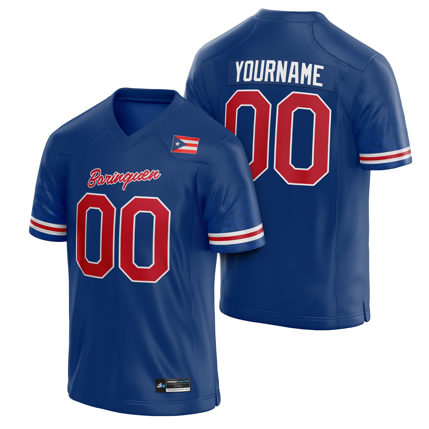 Puerto Rico Heritage Custom Football Jersey Navy Blue