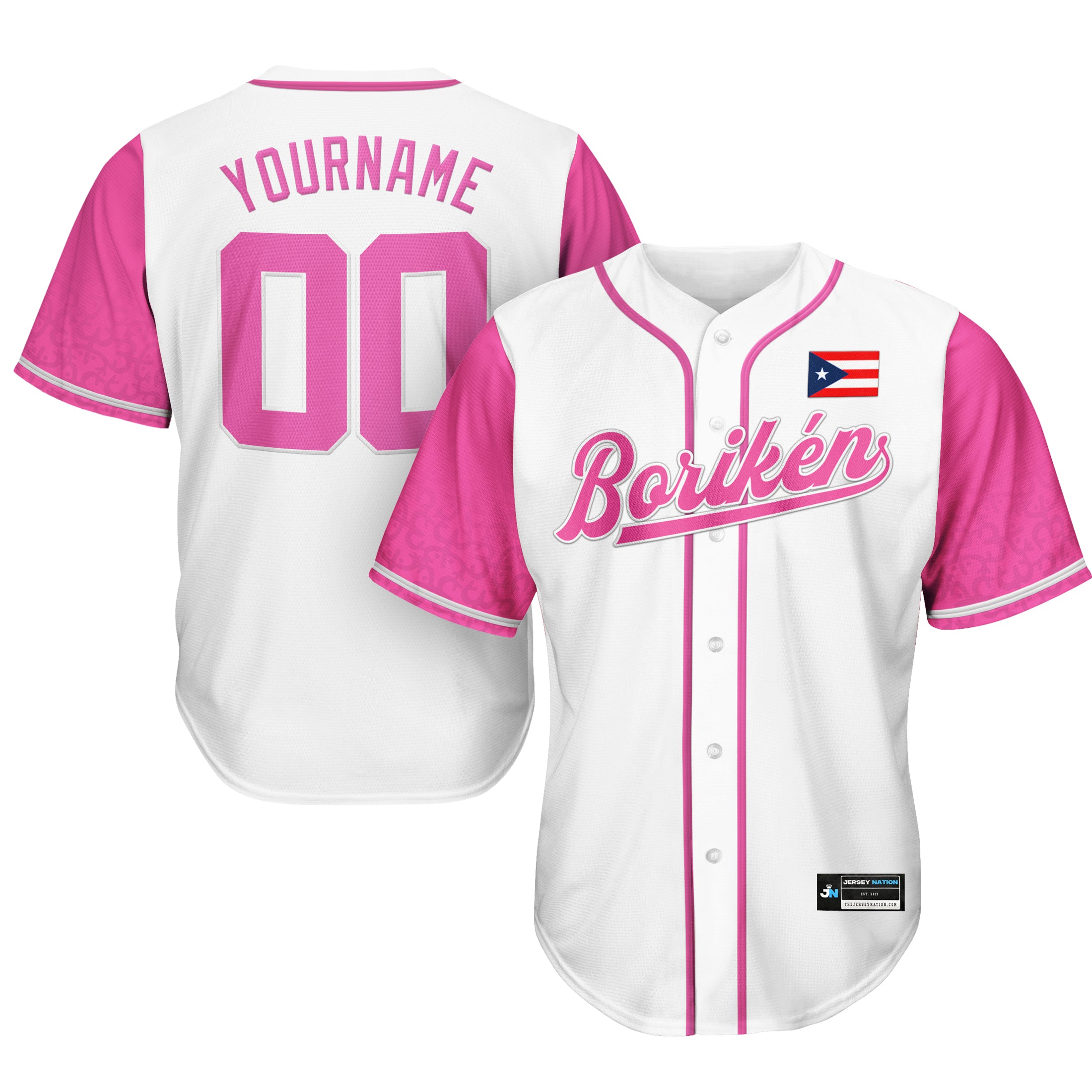 Puerto Rico White Pink Boriken Heritage Custom Baseball Jersey