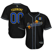 Barbados 'Flower Fence' Black Baseball Jersey Custom