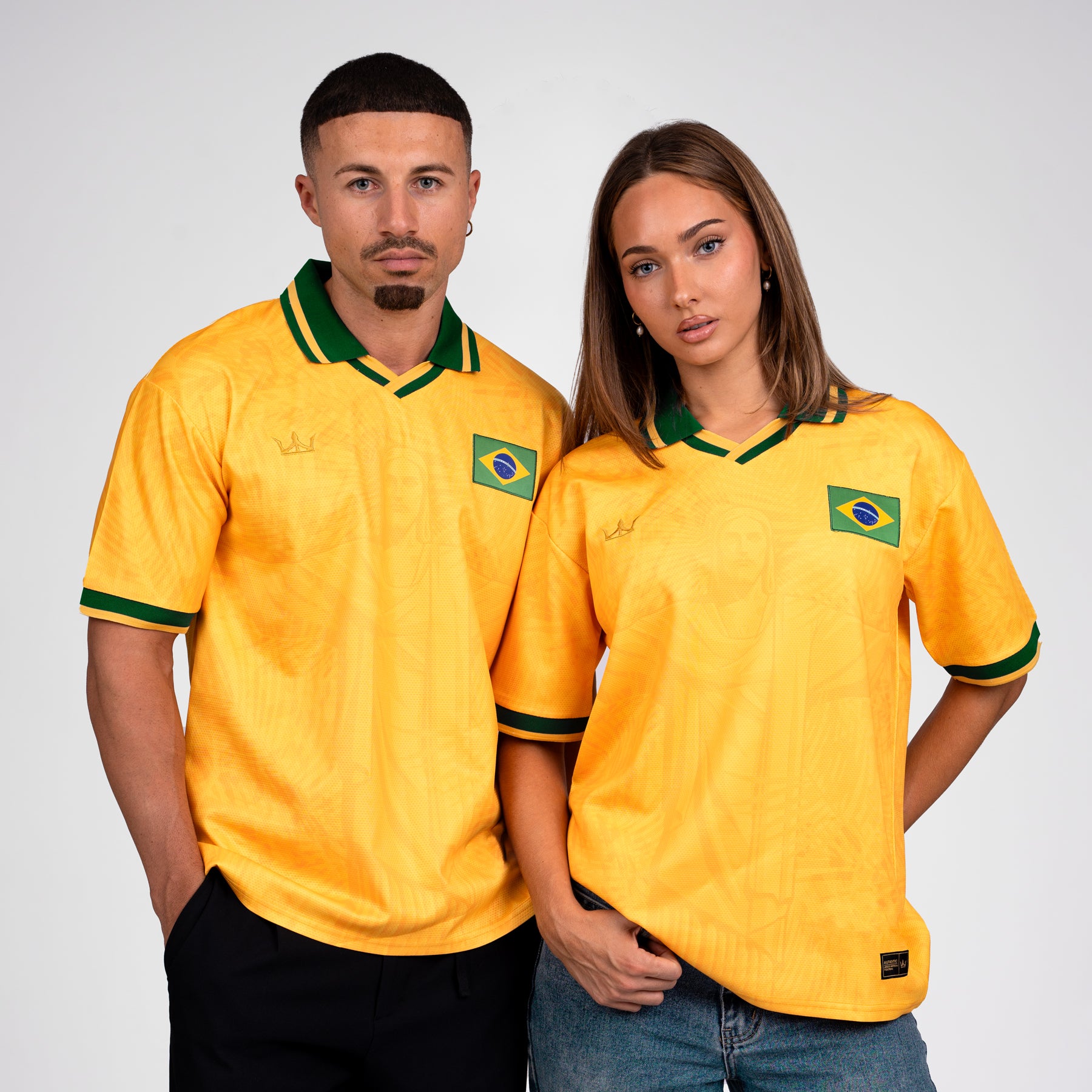 Brazil Heritage Retro Custom Yellow Football Jersey World Soccer Shirt Brasil Couple Matching