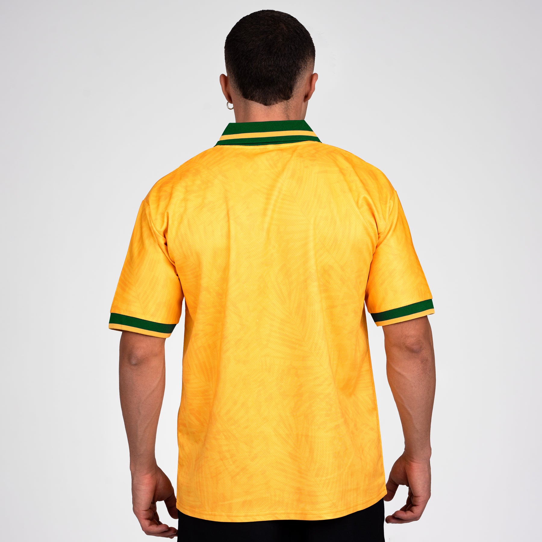 Brazil Heritage Retro Custom Yellow Football Jersey World Soccer Shirt Brasil Model Back