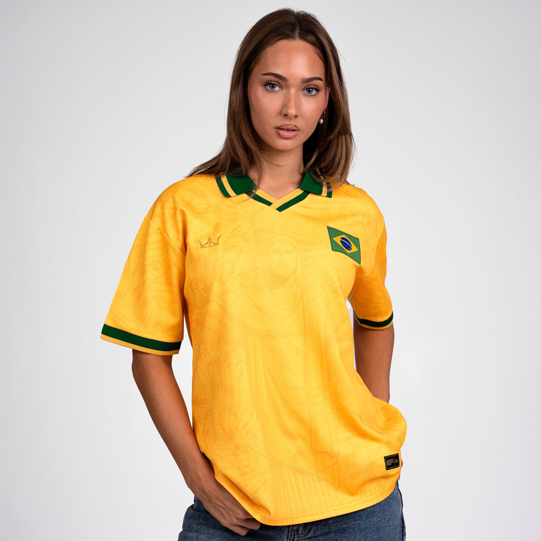 Brazil Heritage Retro Custom Yellow Football Jersey World Soccer Shirt Brasil Model Womens