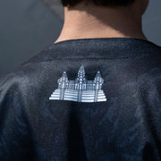 Cambodia 'Angkor Wat' Black Custom Baseball Jersey Sublimated Back Closeup