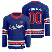 Cambodia Blue Christmas Custom Hockey Jersey Personalized Family Outfit Holidays