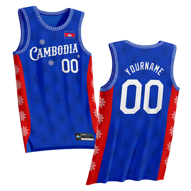 Cambodia Christmas Custom Basketball Jersey
