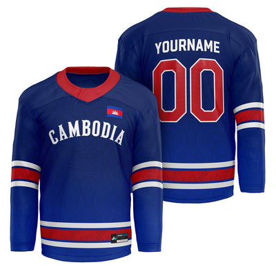 Cambodia Heritage Blue Custom Hockey Jersey