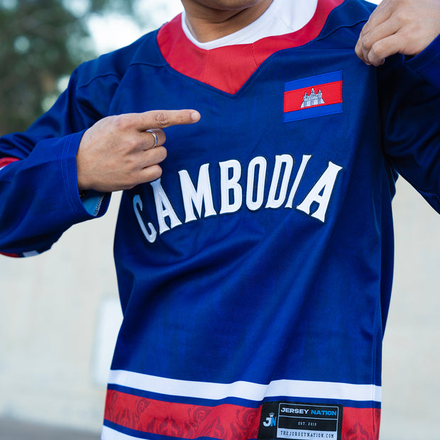 Cambodia Heritage Blue Custom Hockey Jersey Blue