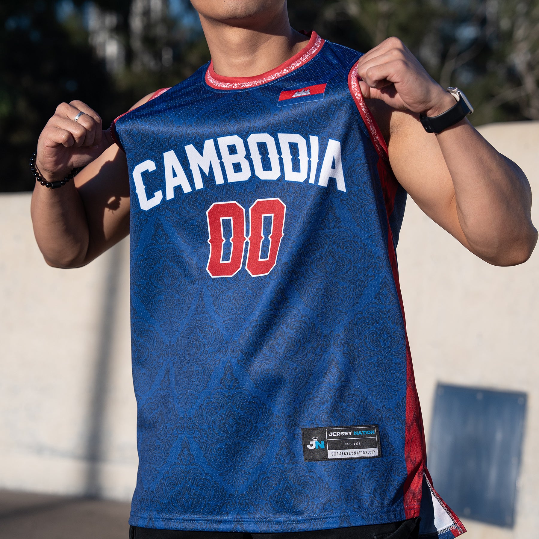 Cambodia Heritage Custom Basketball Jersey Closeup